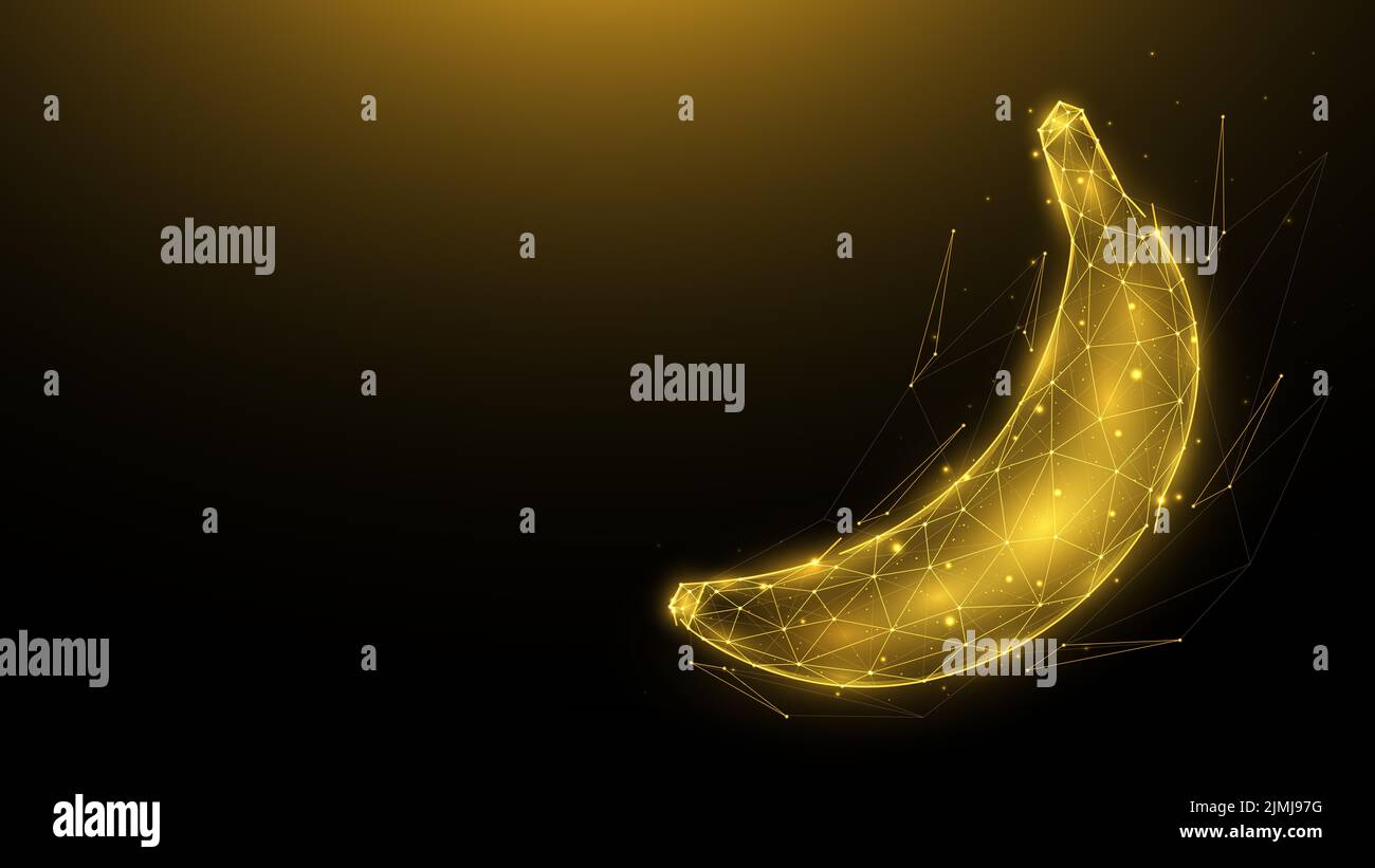 Illustrazione poligonale del vettore banana. Frutta in polystyle basso. Banner astratto, modello o sfondo Foto Stock