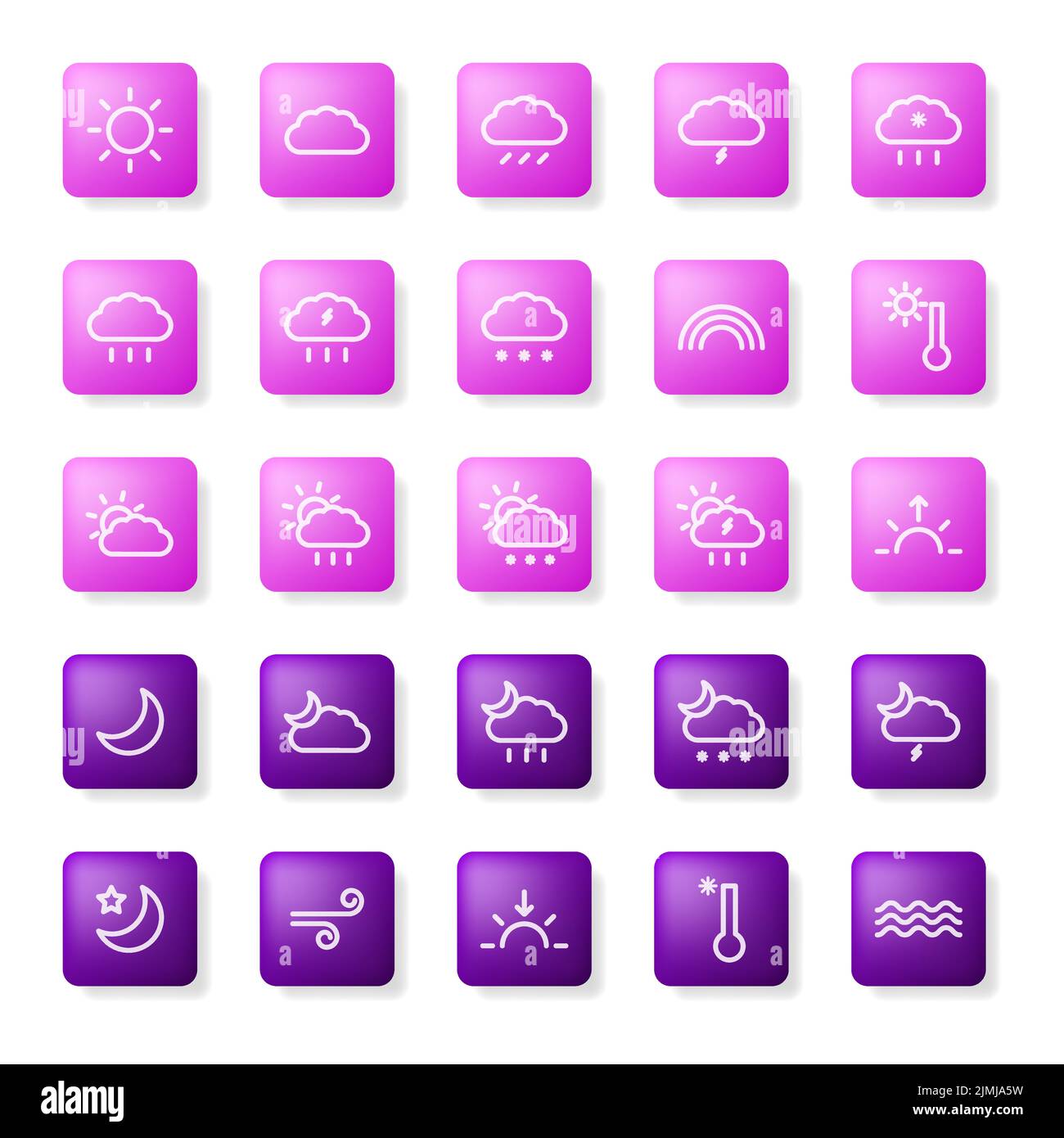 Fenomeni meteo. Icone alla moda per UI e app. Illustrazione Vettoriale