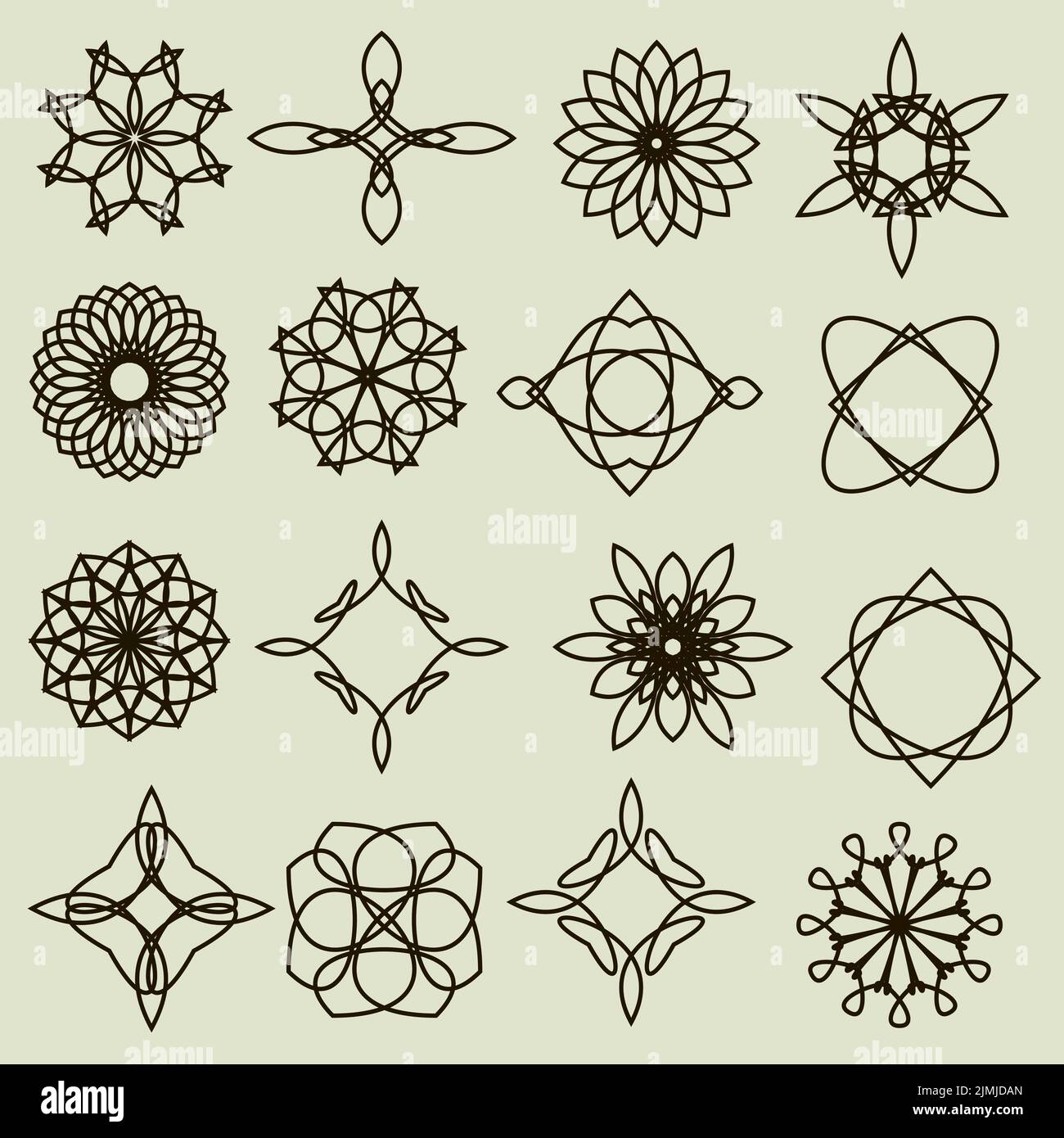 Set vettoriale di emblemi e badge di contorno. Modelli di logo Illustrazione Vettoriale