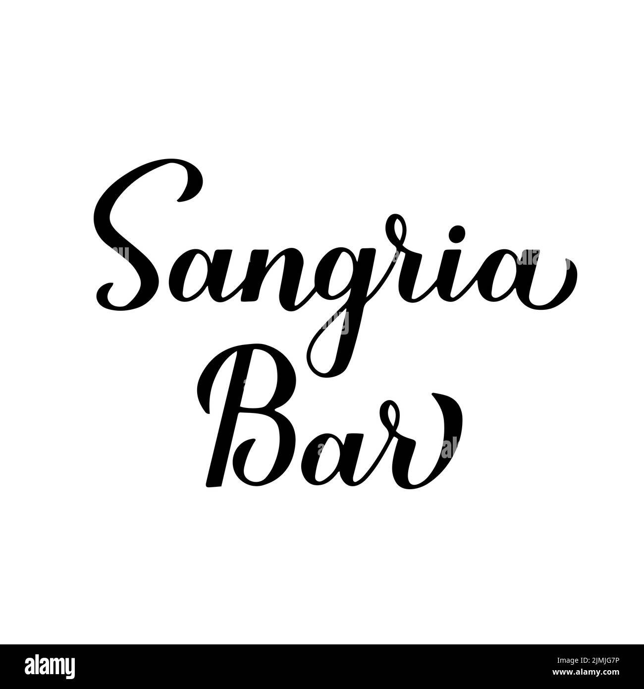 Sangria Bar calligrafia scritta a mano isolato su bianco. Drink estivo spagnolo. Modello vettoriale per decorazioni di bar, ristoranti, cantine. Perfetto per l Illustrazione Vettoriale