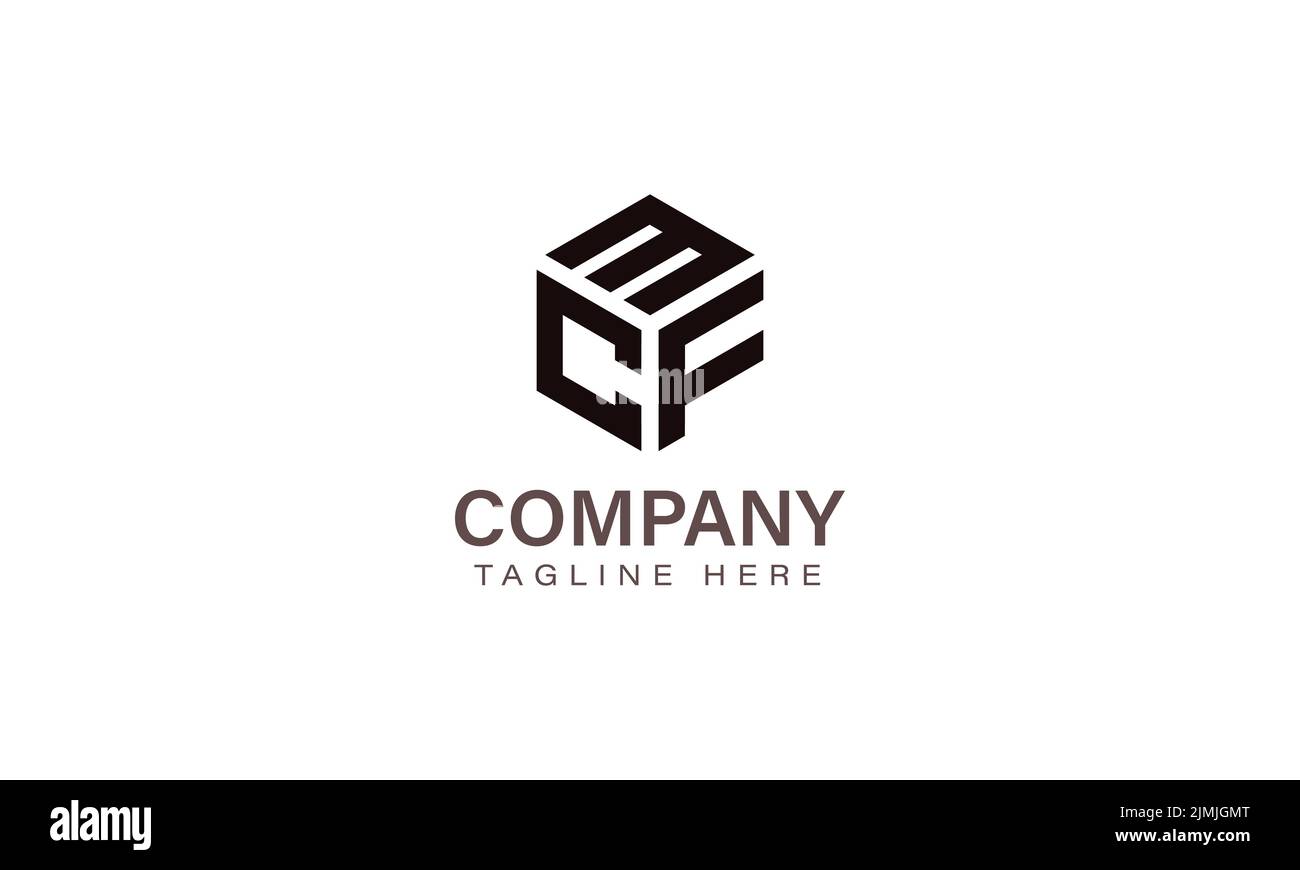 Logo MCF Letter, Logo a tre lettere, modello di icona vettoriale a forma esagonale M C F Alphabet Illustrazione Vettoriale