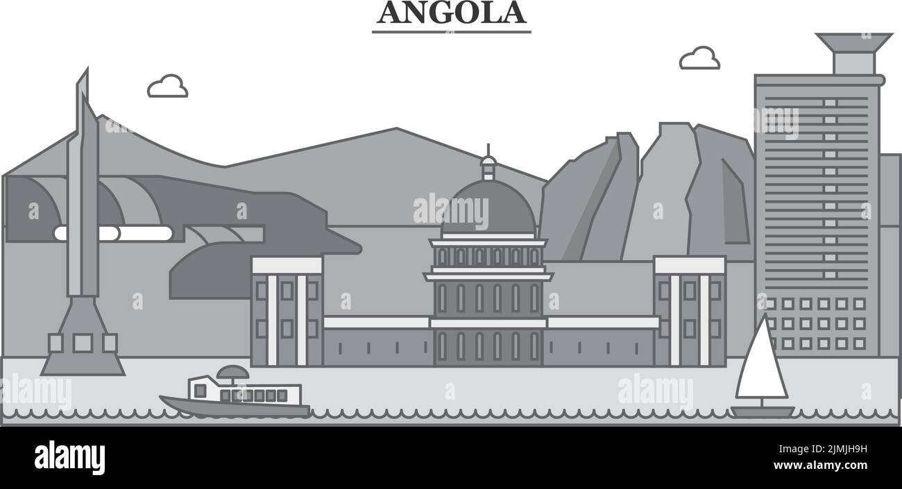 Angola- immagine vettoriale isolata dello skyline della città, icone Illustrazione Vettoriale