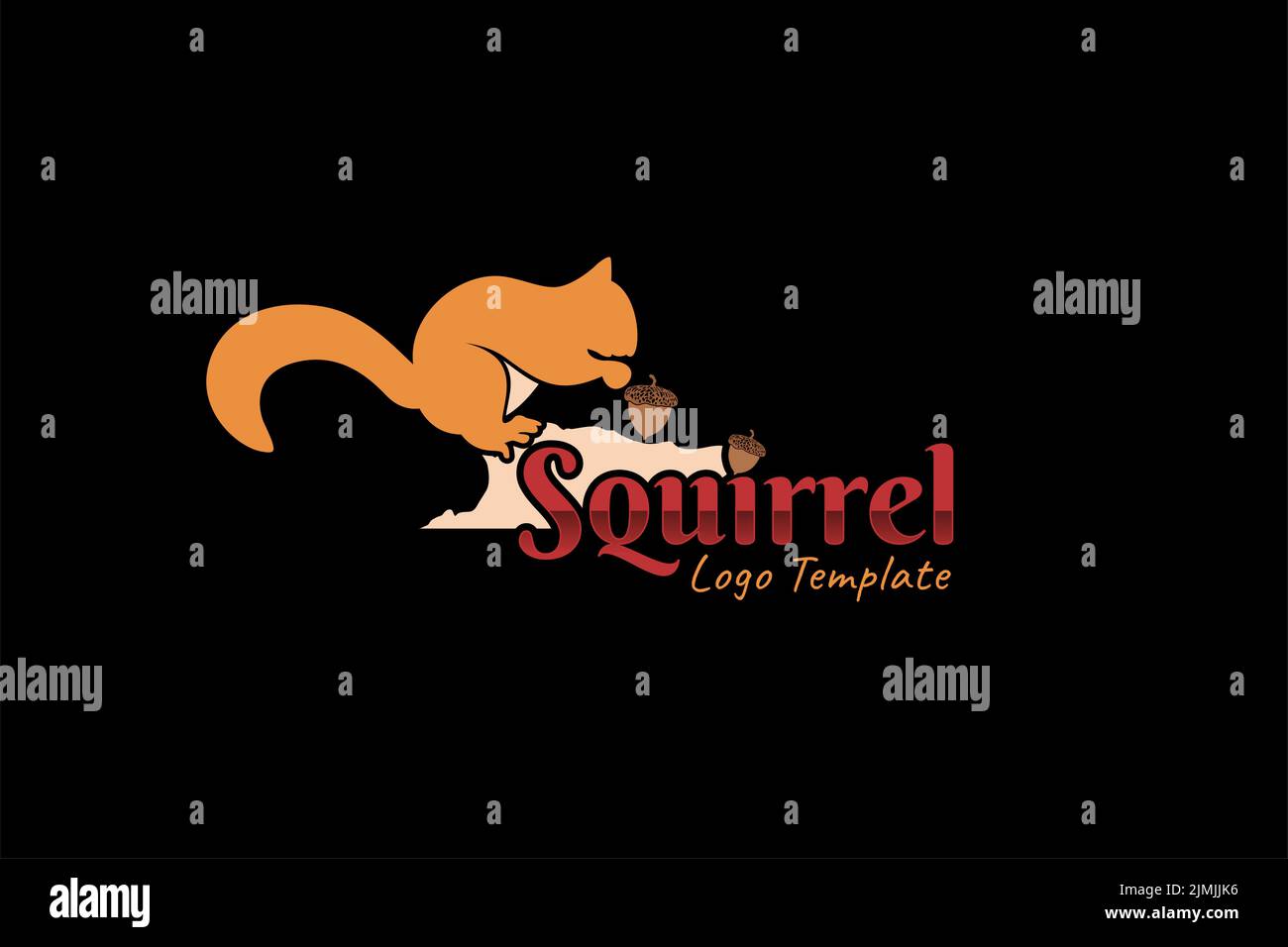 Scoiattolo Tipografia con scoiattolo e dadi Illustrazione Design ispirazione Illustrazione Vettoriale