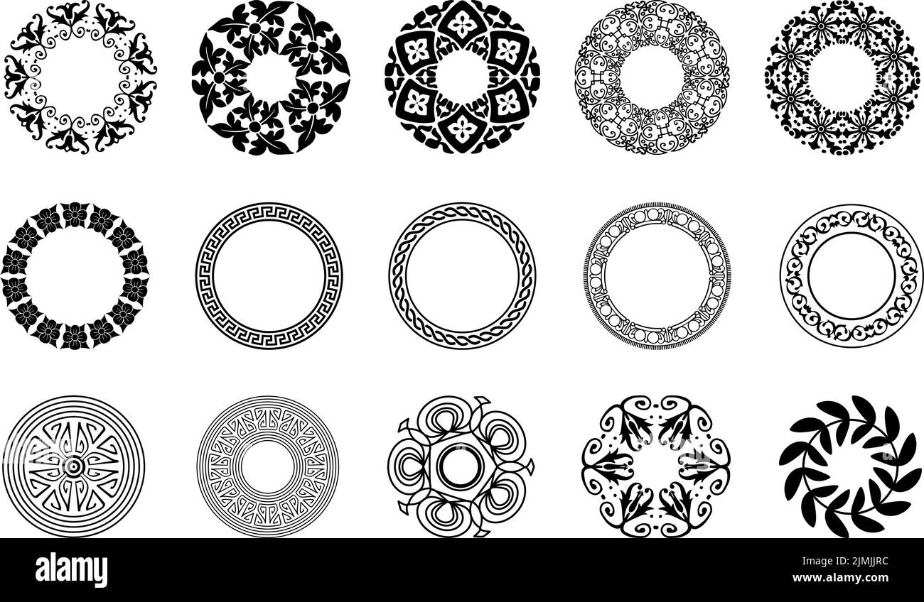 set ornamento mandala a forma rotonda, sfondo vettoriale trasparente adatto per una varietà di materiali di design, sfondi, inviti, poster, media sociali Illustrazione Vettoriale