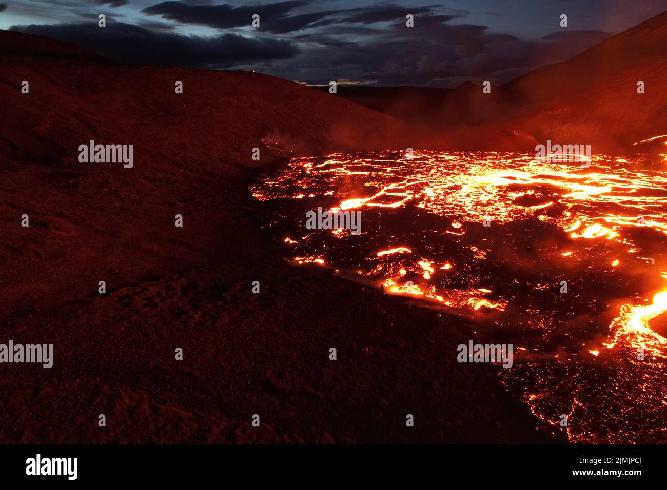 Vulcano Meradalir 2022, eruzione vulcanica in Islanda Foto Stock