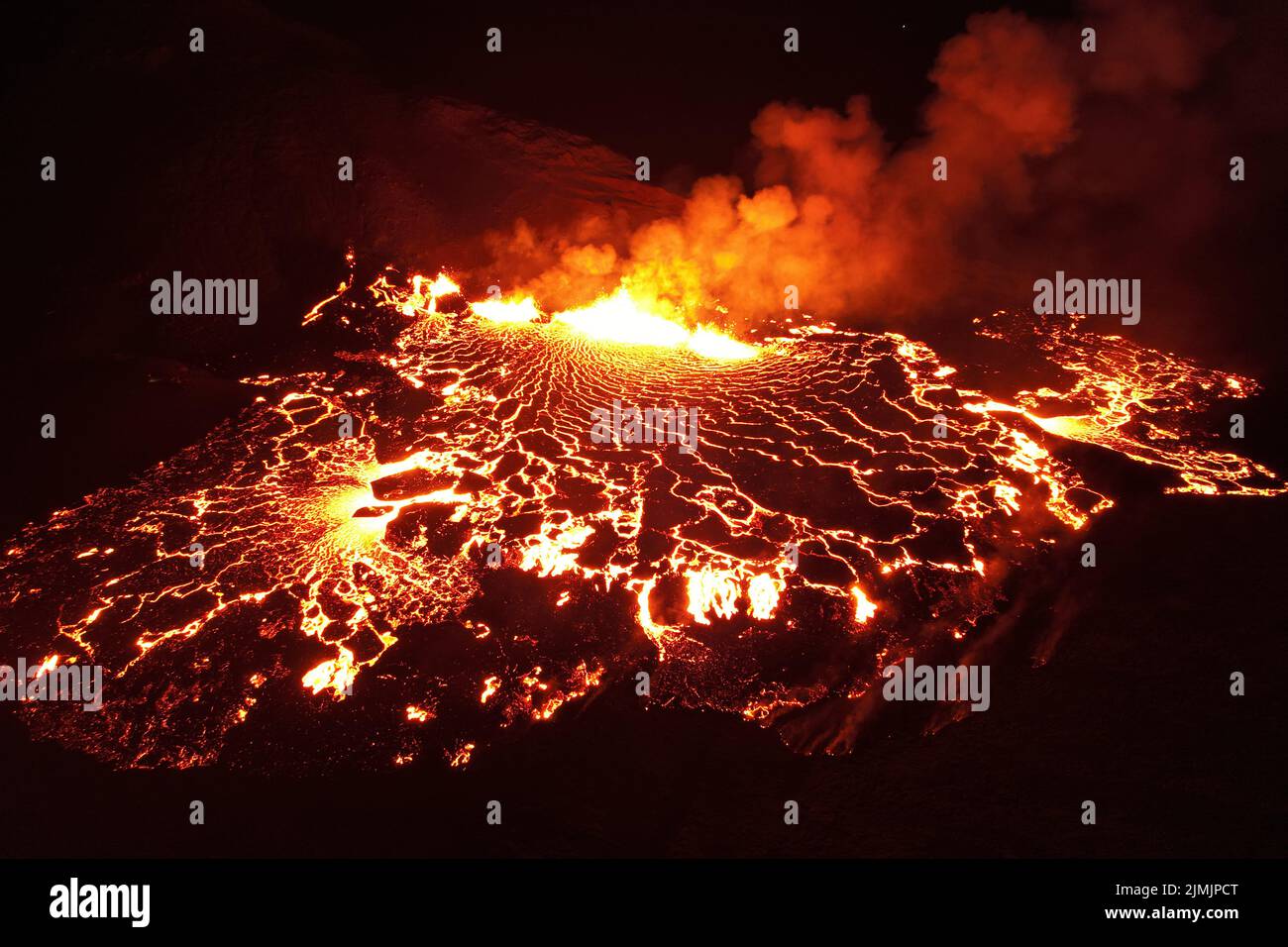 Vulcano Meradalir 2022, eruzione vulcanica in Islanda Foto Stock