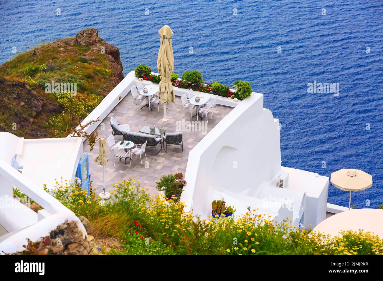 Case dell'isola di Santorini in Grecia Foto Stock