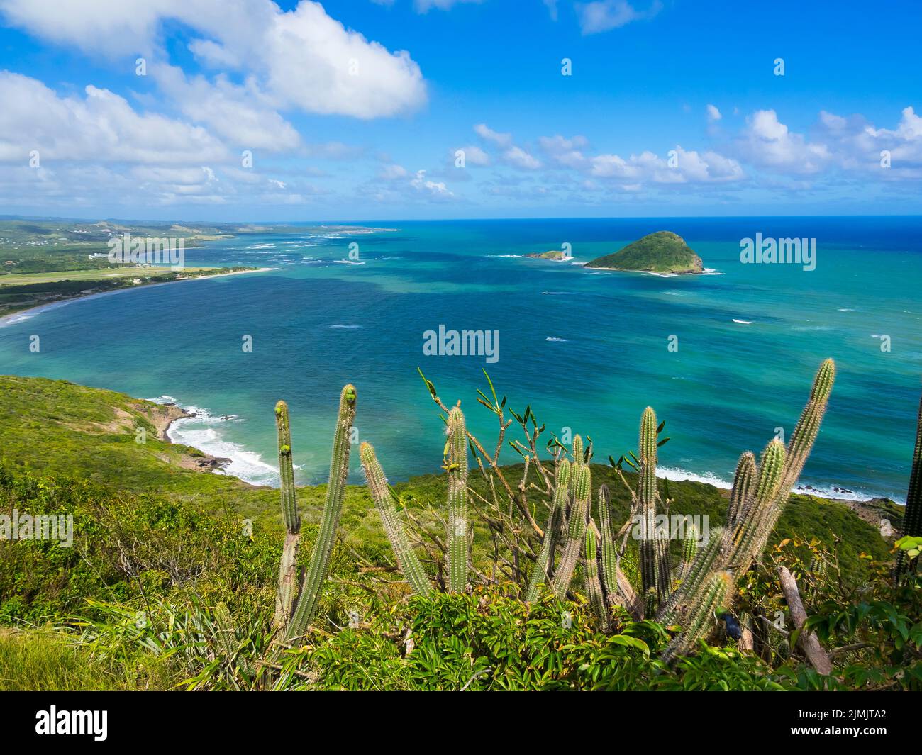 Blick über die Savannes Bay Nature Reserve bei Vieux Fort, Santa Lucia, Santa Lucia, Inseln über dem Winde, Kleine Antillen, Karibik, Karibisches Meer, Foto Stock