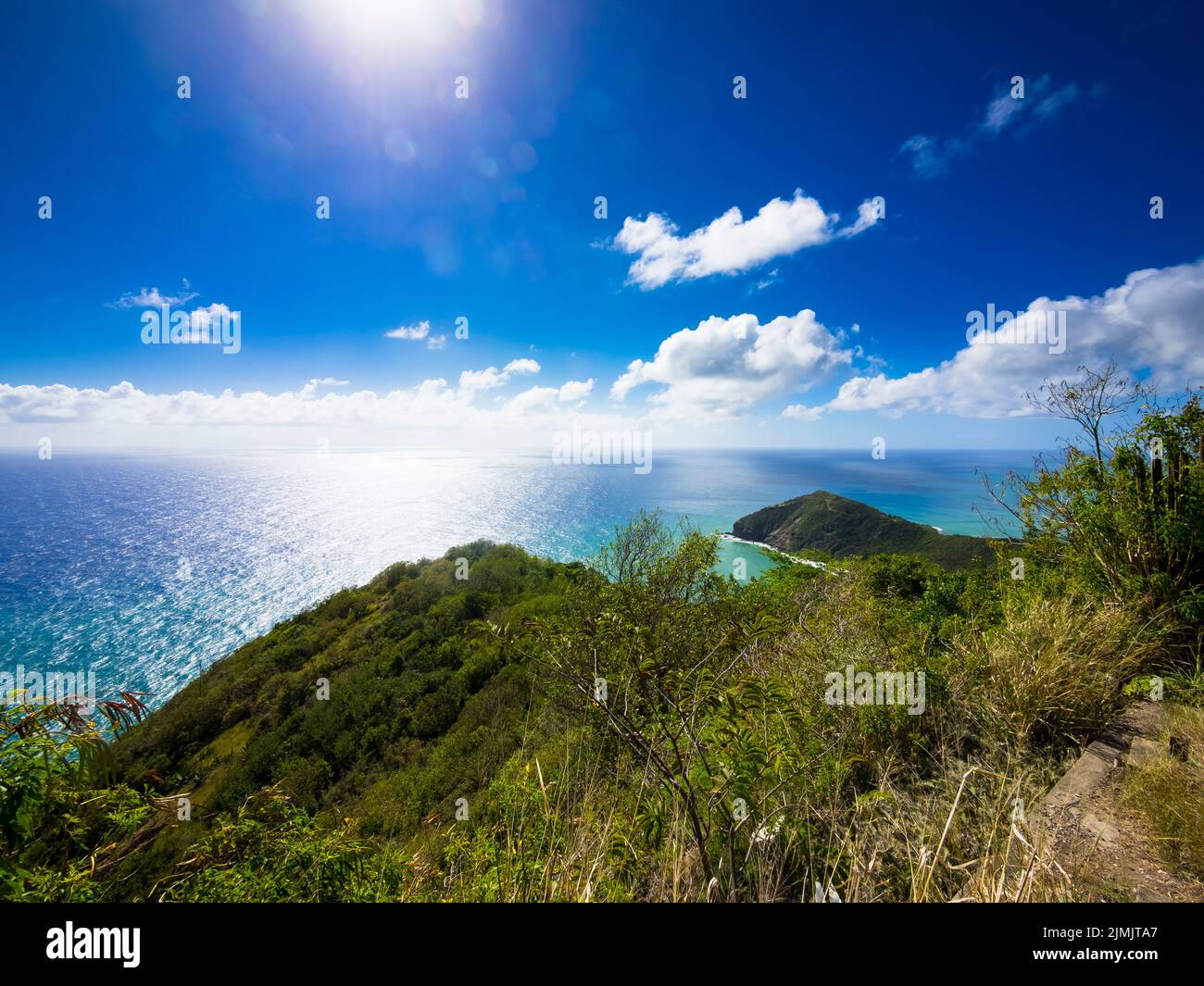 Blick über die Savannes Bay Nature Reserve bei Vieux Fort, Santa Lucia, Santa Lucia, Inseln über dem Winde, Kleine Antillen, Karibik, Karibisches Meer, Foto Stock
