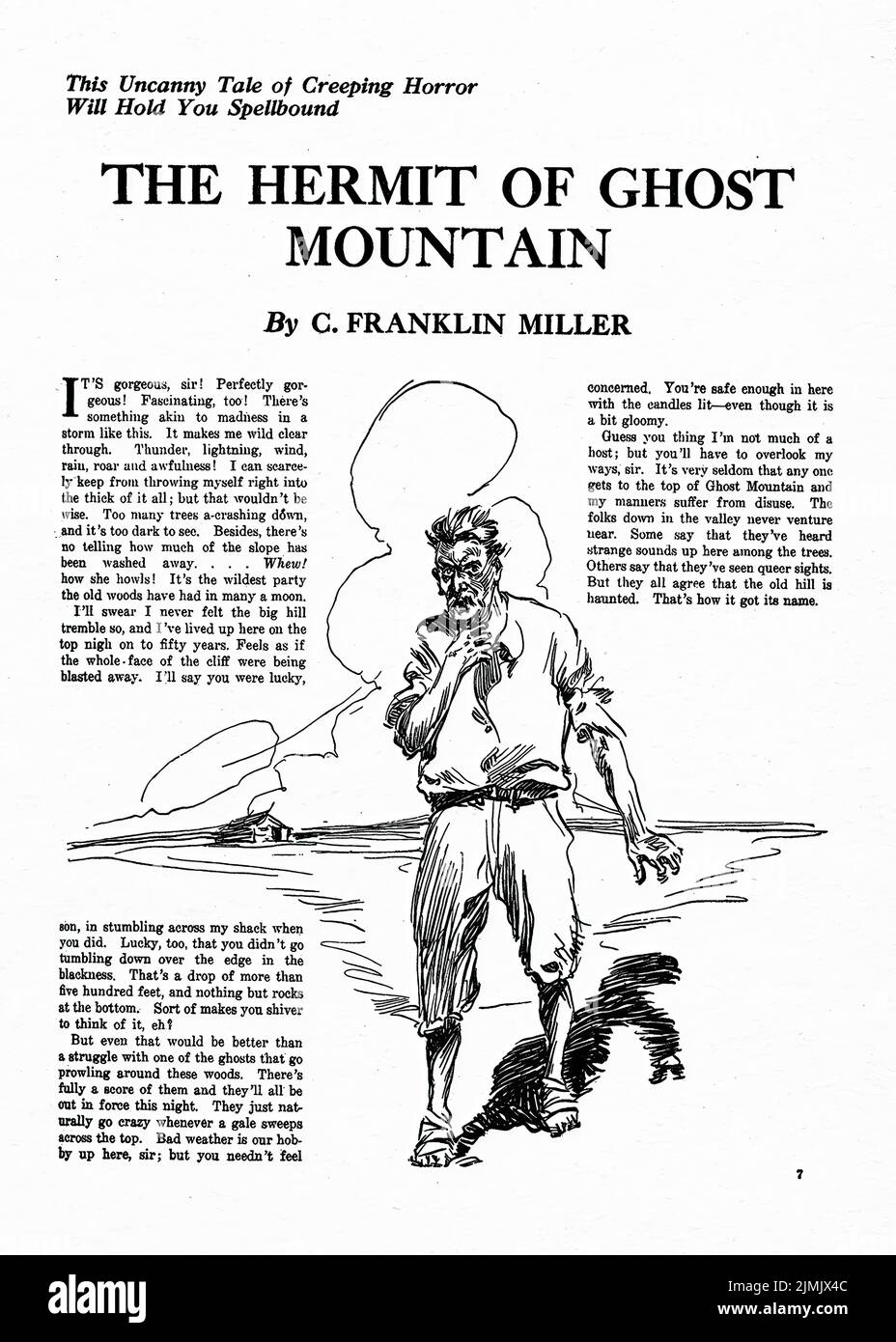 L'Eremita di Ghost Mountain, di C. Franklin Miller. Illustrazione da bizzarri Tales, marzo 1924 Foto Stock