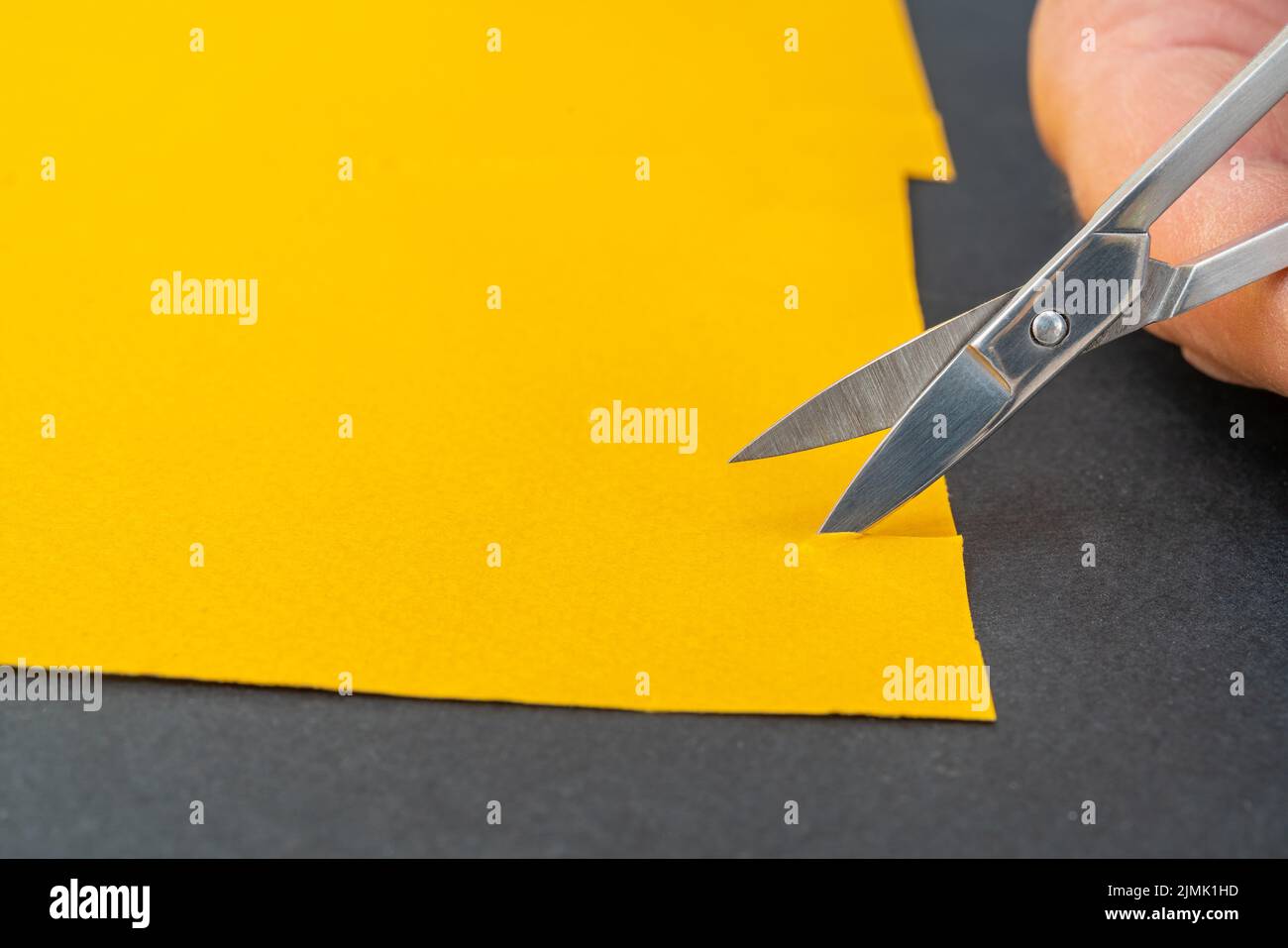 Piccole forbici metalliche per il taglio della carta. Fai da te arte fatta in casa Foto Stock