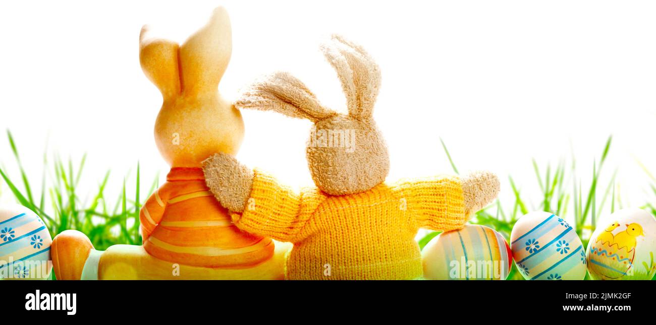 Coniglietto di Pasqua divertente. Buon concetto di vacanza pasquale. Foto Stock