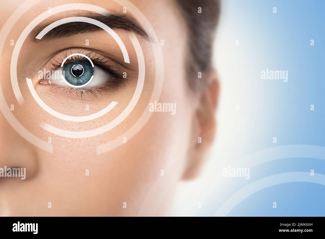 Concetti di chirurgia dell'occhio del laser o controllo visivo dell'acuità Foto Stock