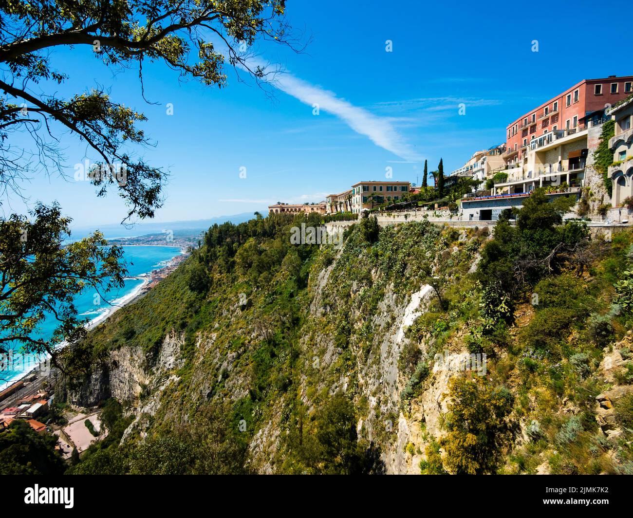 Vista sulla costa di Taormina Foto Stock