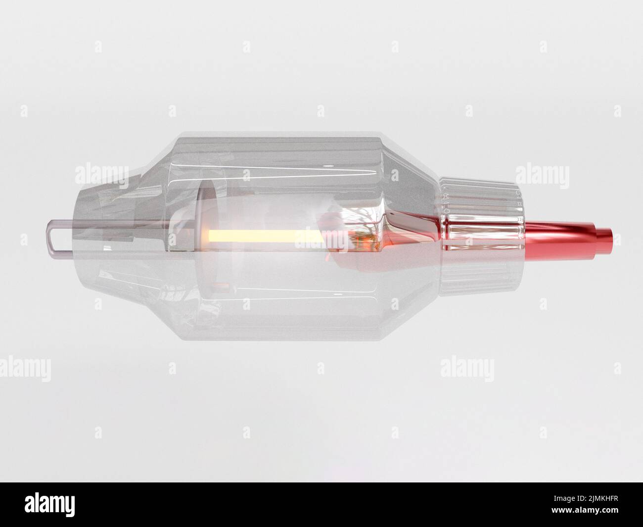 Immagine di rendering del tubo radiogeno 3D per la generazione del fascio radiogeno in ambito medico. Foto Stock