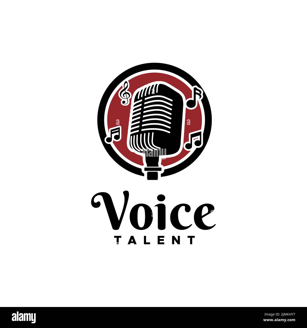 Microfono con icona a toni per logo radio Broadcast, Concorso di canto o ispirazione Podcast Design Illustrazione Vettoriale