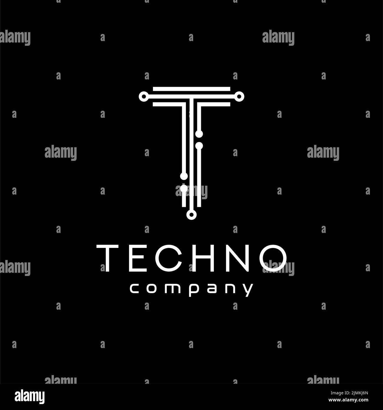 Logo Letter T Tech, per le aziende tecnologiche moderne Illustrazione Vettoriale