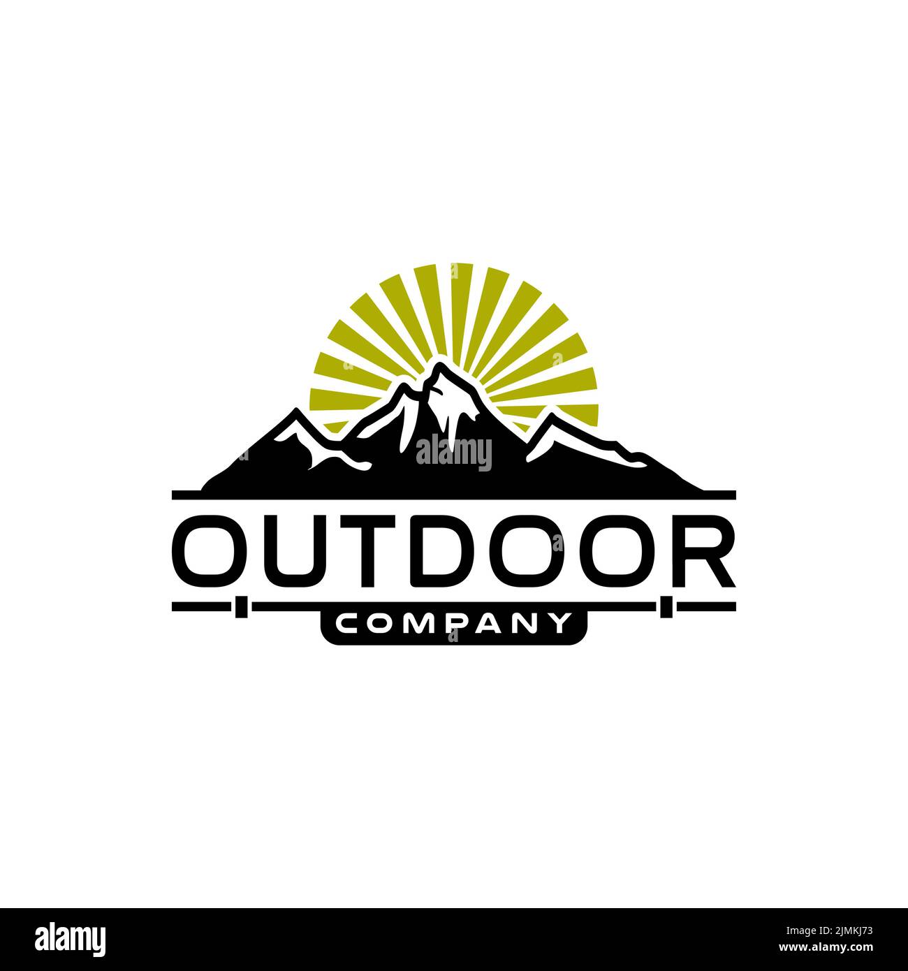 Montagne e luce solare per Outdoor Adventure Design Inspiration Design Illustrazione Vettoriale