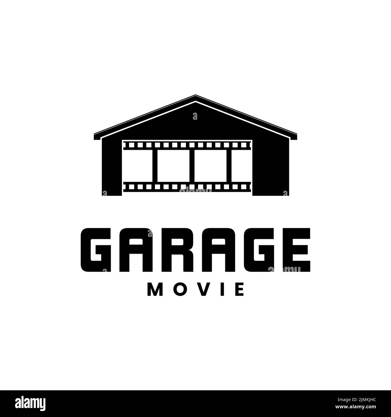 House Garage e Film Stripes per Movie Production Logo Design Illustrazione Vettoriale