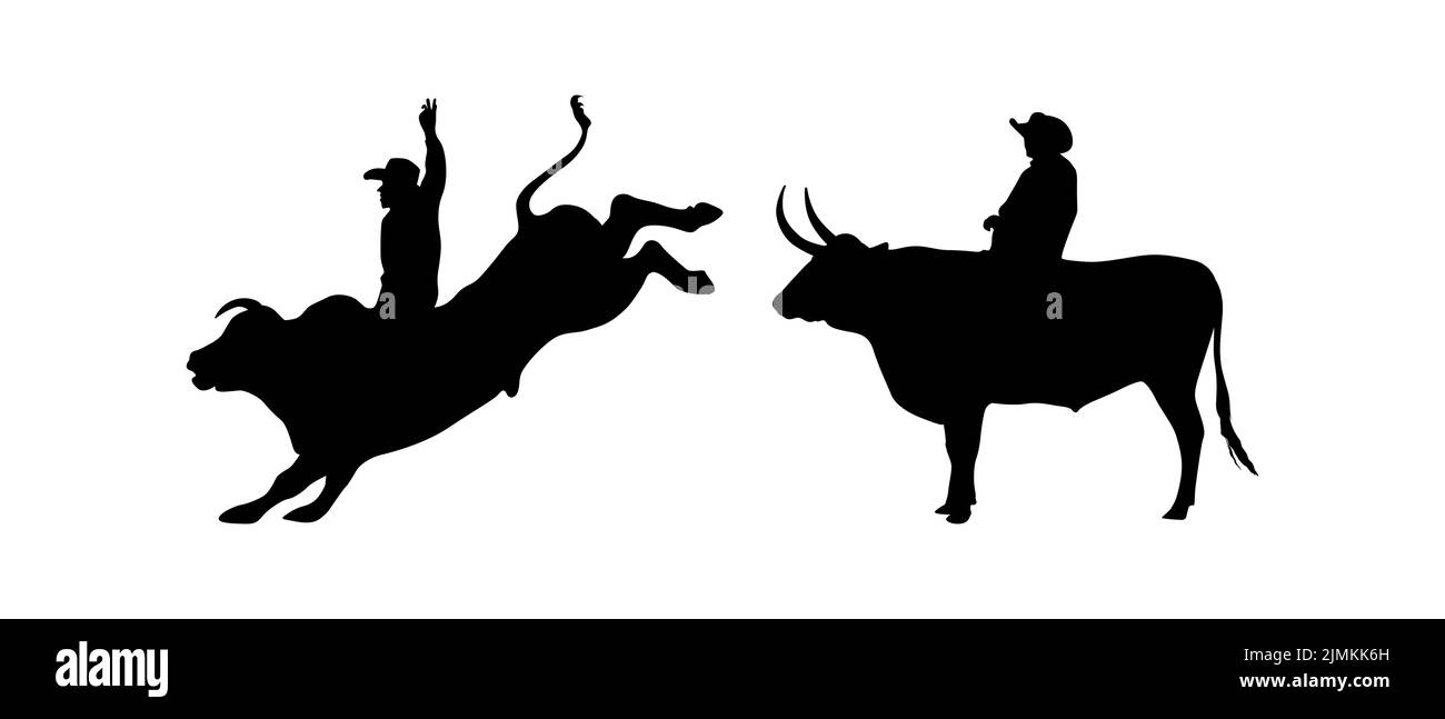 Bull Buffalo Rider Silhouette Vector Illustrazione Vettoriale