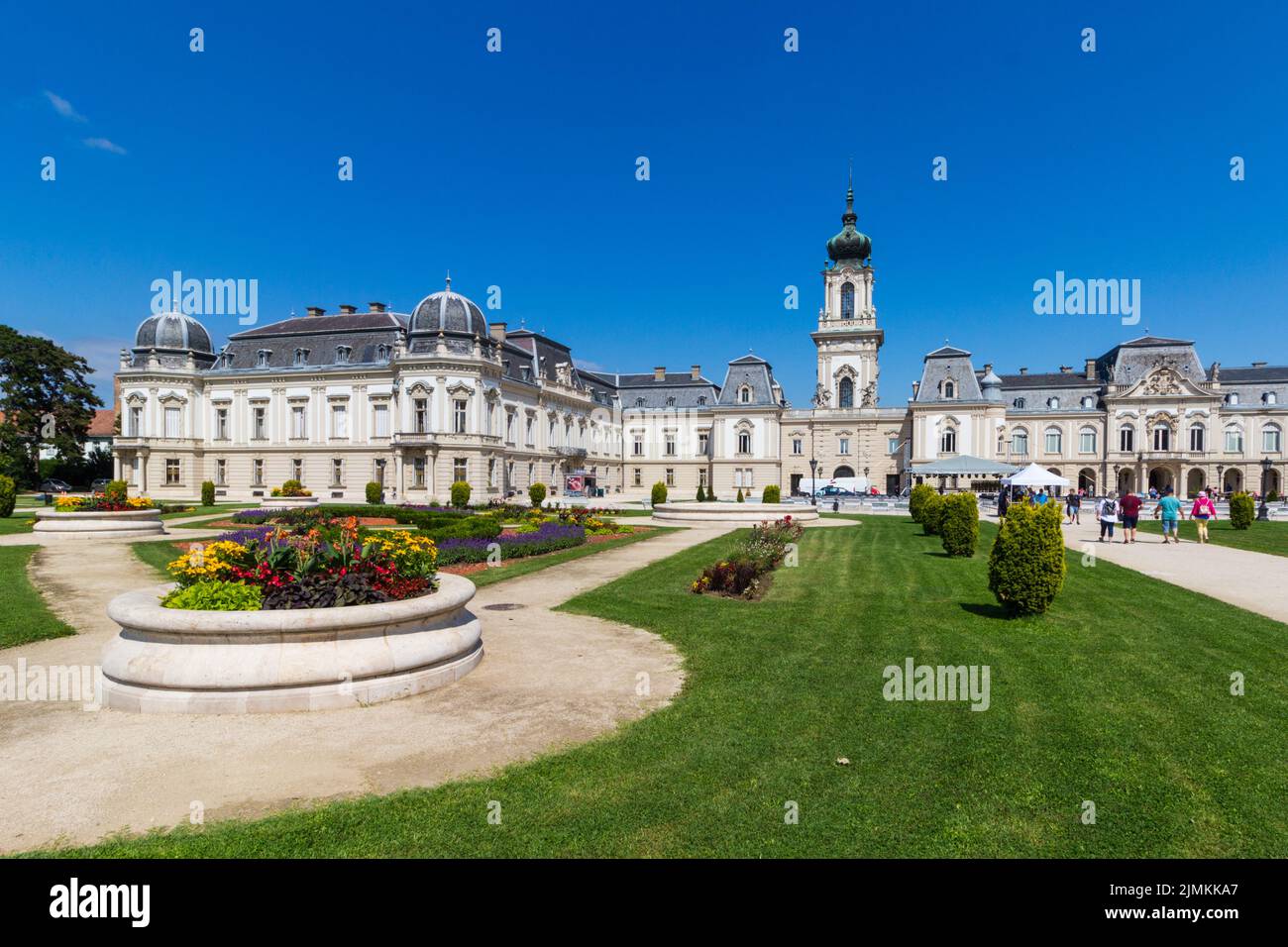 Vista dal parco del Museo del Palazzo Helikon (Palazzo Festetics), Keszthely, Ungheria Foto Stock