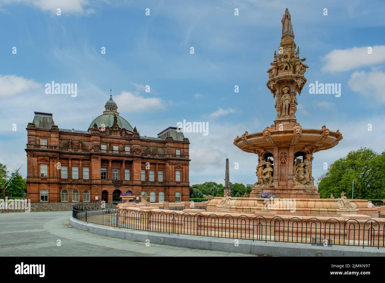 People's Palace e Doulton Fountain, Glasgow Green, Glasgow, Scozia Foto Stock