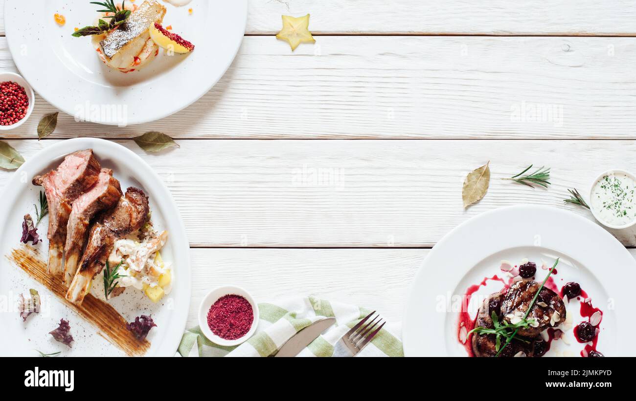 barbecue ristorante grill menu bistecca cowboy filetto Foto Stock