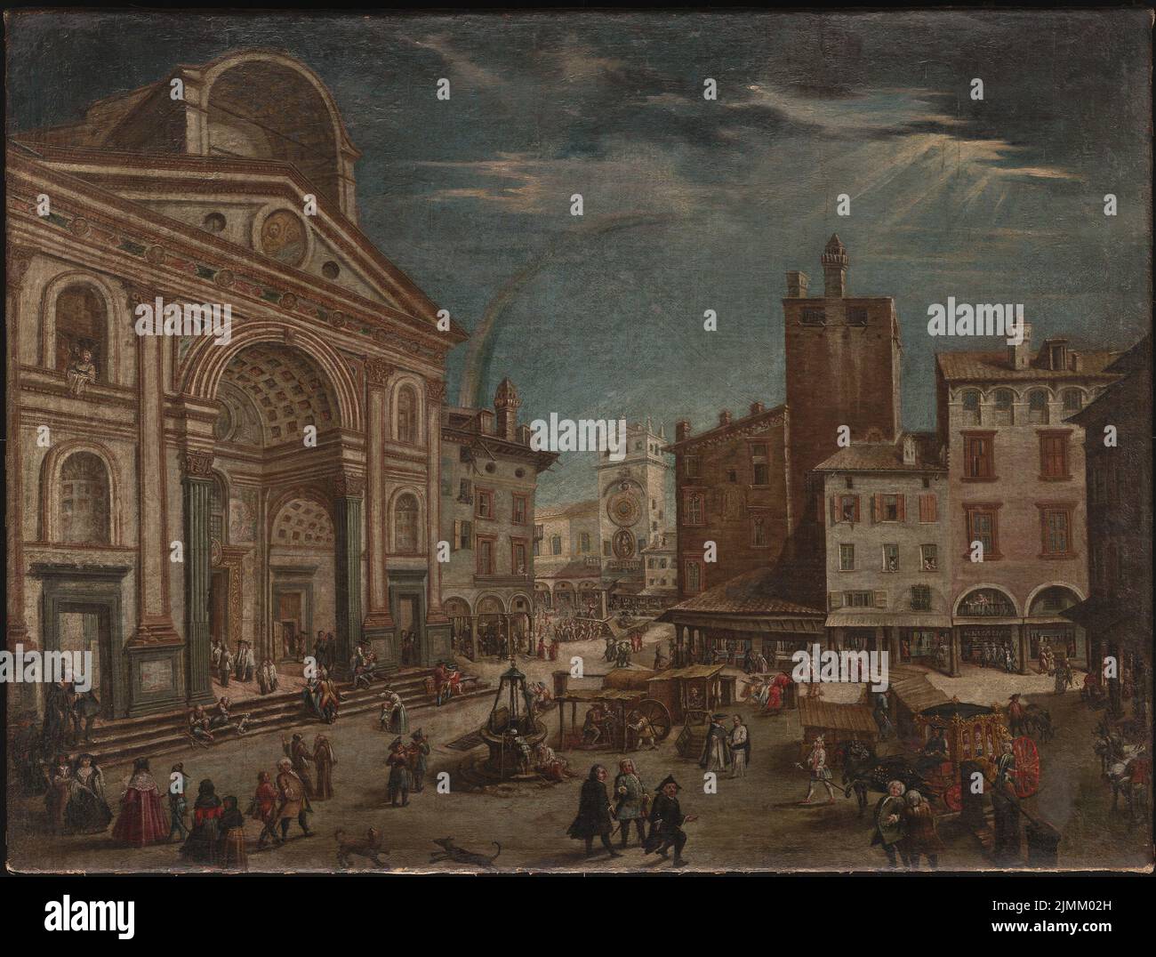 Artisti sconosciuti, Sant'andrea in Mantova (18th sec.): Vista sulla facciata di Piazza Mantegna. Olio su tela, 78,8 x 103,9 cm (inclusi i bordi di scansione) Foto Stock