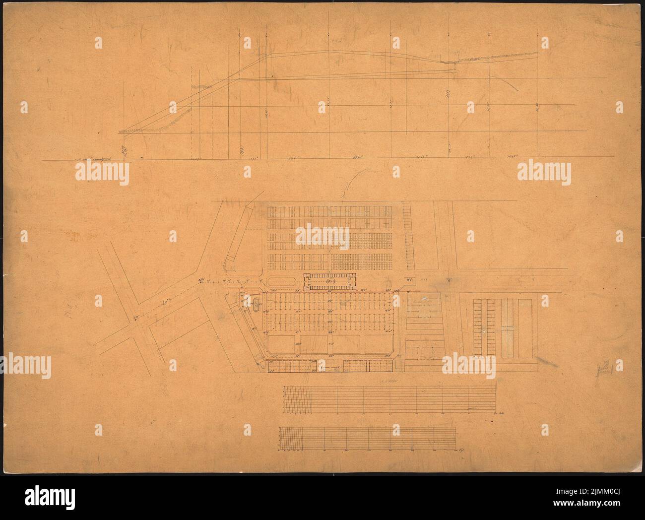 Orth agosto (1828-1901), mercato del bestiame e macello a Berlino. Pianta Ackerstraße/ Brunnenstraße dal 1862 (1868-1870): Pianta dell'intero sistema. Materiale/tecnologia N.N. registrato, 68,2 x 92,4 cm (inclusi i bordi di scansione) Foto Stock