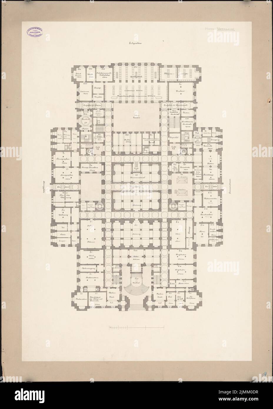 Schupmann Ludwig (1851-1920), Reichstag, Berlino (1882): Grundriss EG. Materiale/tecnologia N.N. registrato, 105,2 x 75,1 cm (inclusi i bordi di scansione) Foto Stock