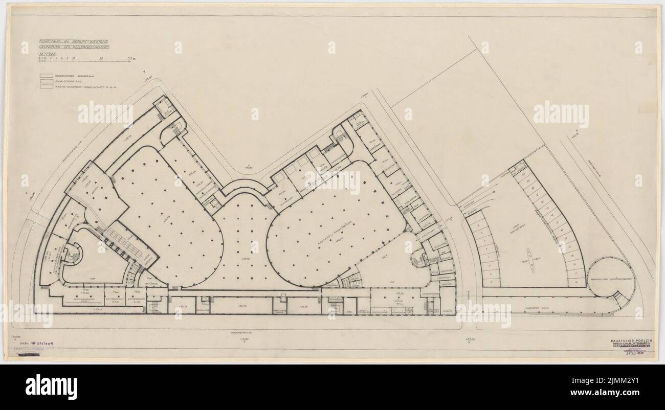 Poelzig Hans (1869-1936), Haus des Rundfunk, Berlino (1928-1930): (Progetto di concorso) piano kg 1: 200. Matita su trasparente, 65 x 118,6 cm (inclusi i bordi di scansione) Foto Stock