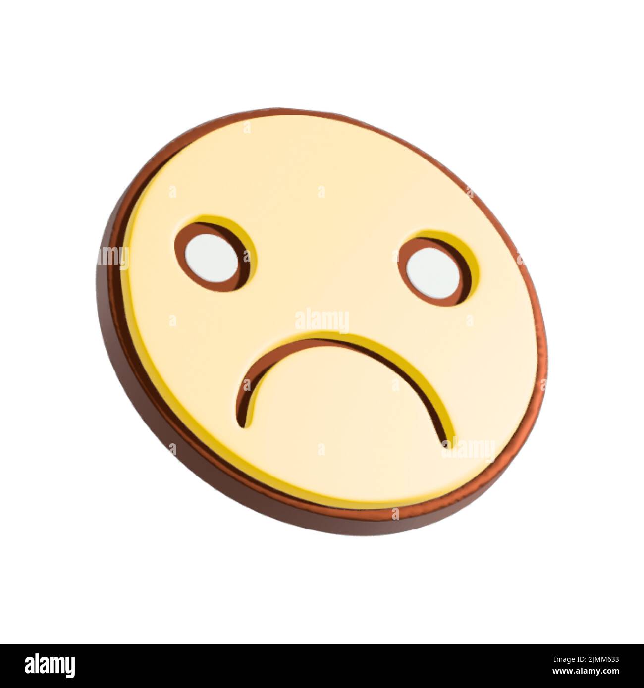 Figura triste faccia 3D. Personaggio cartoon isolato su sfondo bianco. Foto Stock