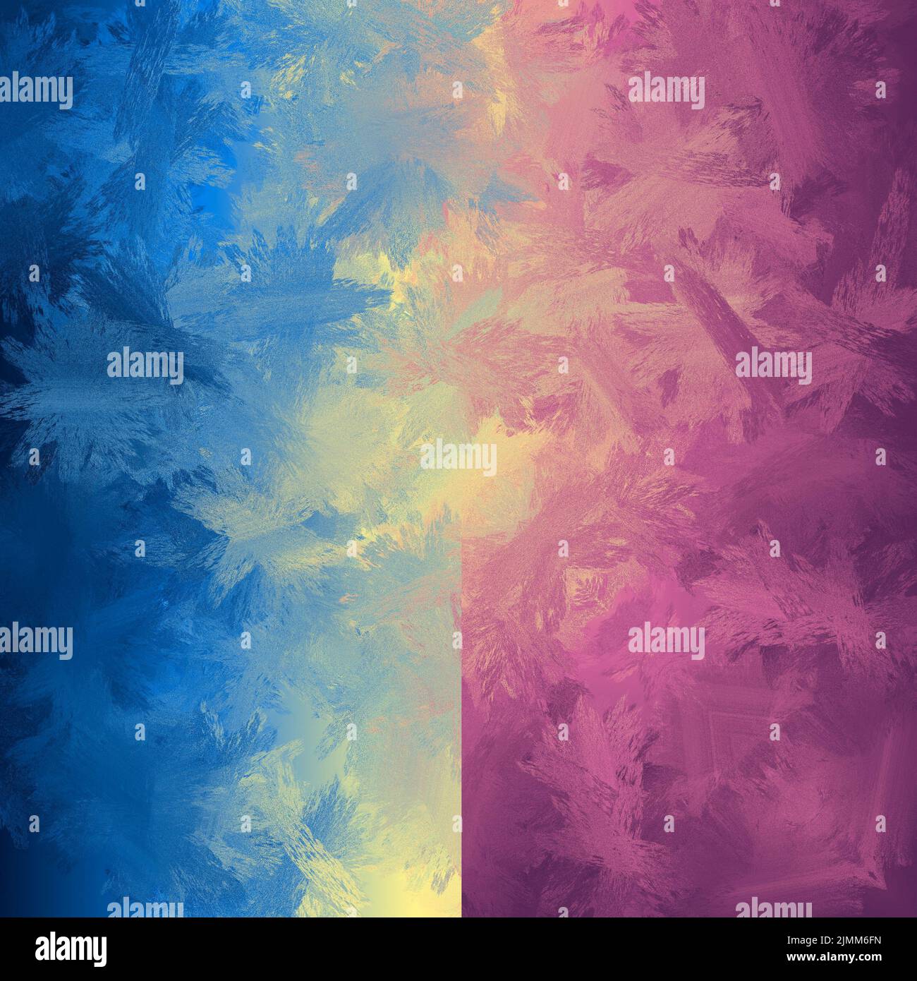 Tratti di pennello caotici in gradienti conici multicolore. Colori blu, viola e giallo Foto Stock