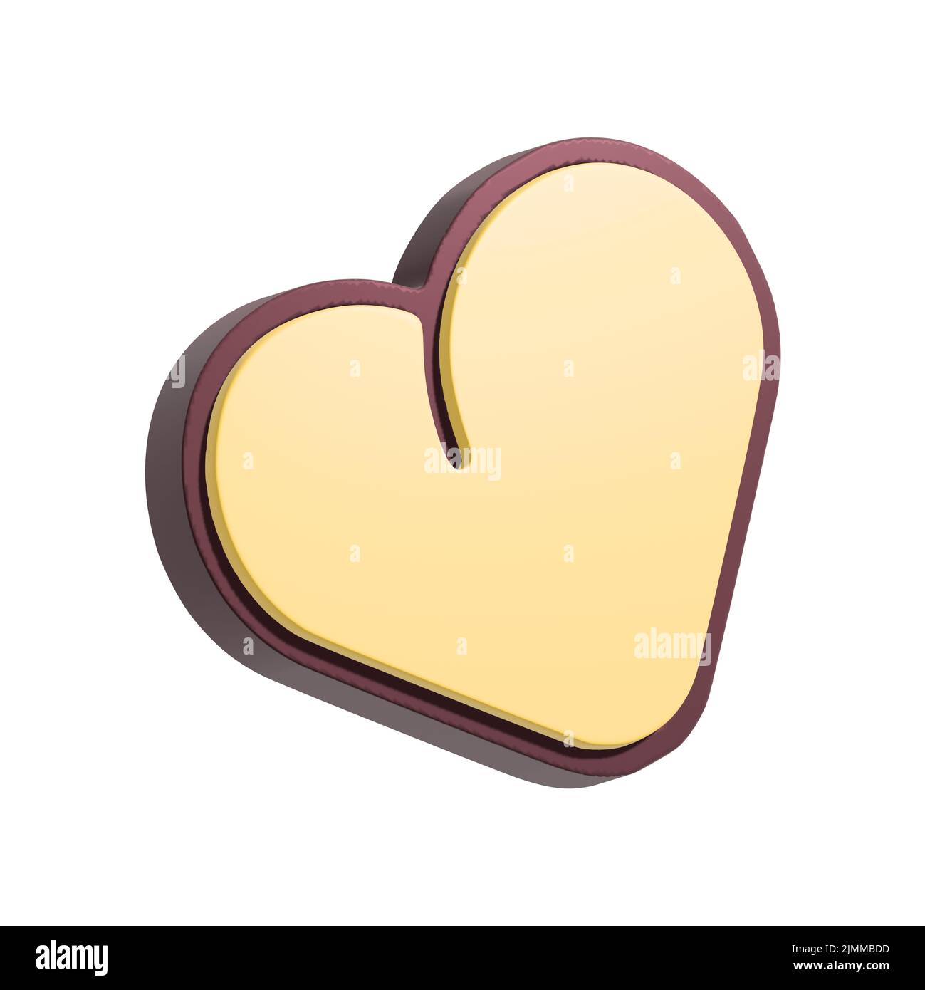 Illustrazione del simbolo del cuore 3D. Come pulsante isolato su sfondo bianco. Foto Stock