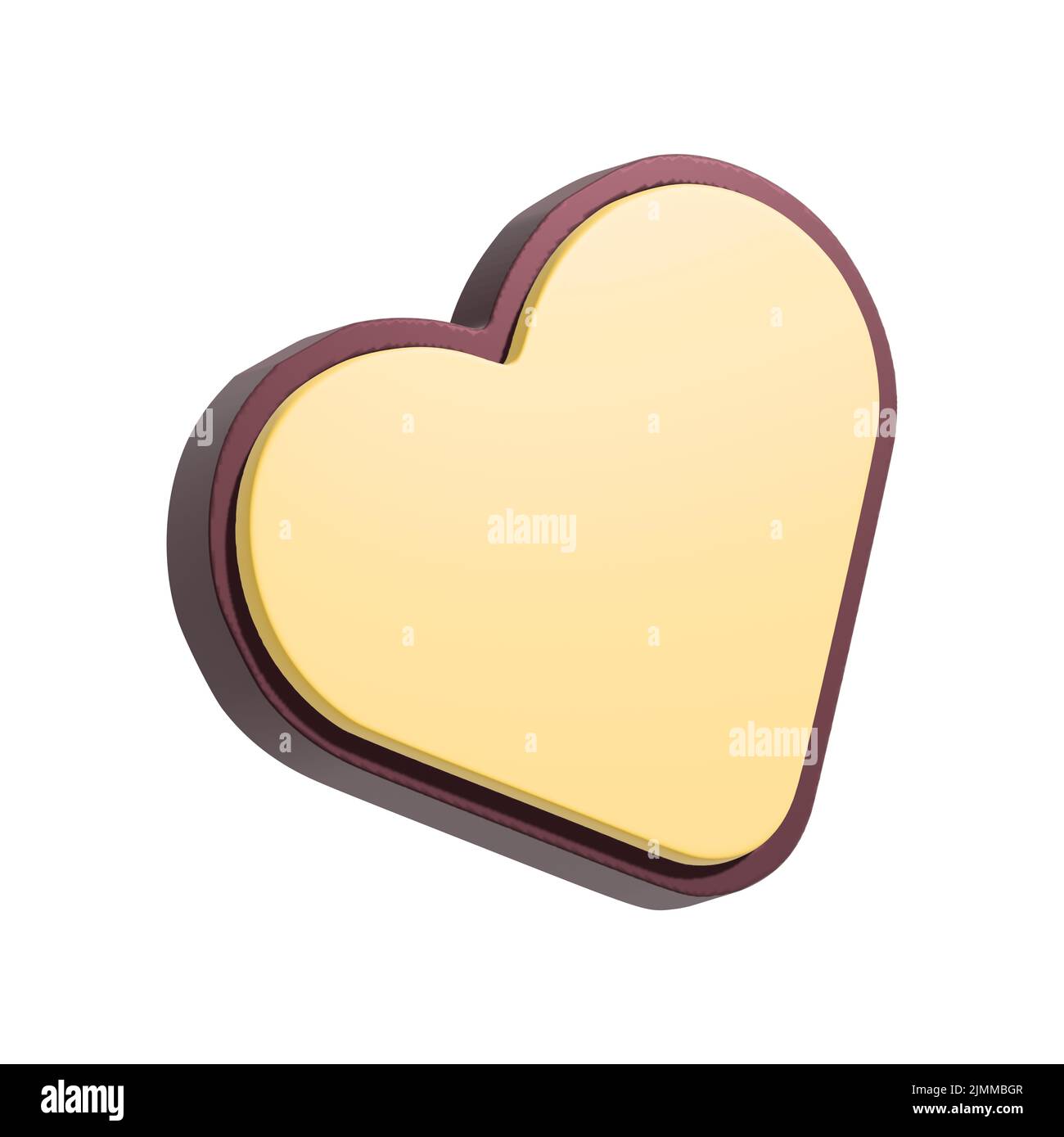 Illustrazione del simbolo del cuore 3D. Come pulsante isolato su sfondo bianco. Foto Stock