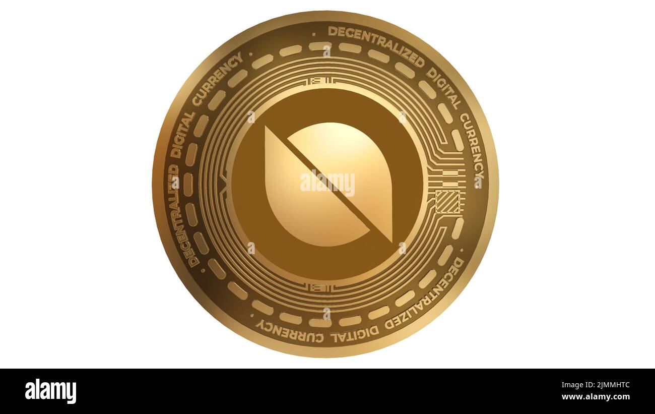 3D Render of Gold Ontology ONT Cryptocurrency Sign isolato su sfondo bianco Foto Stock