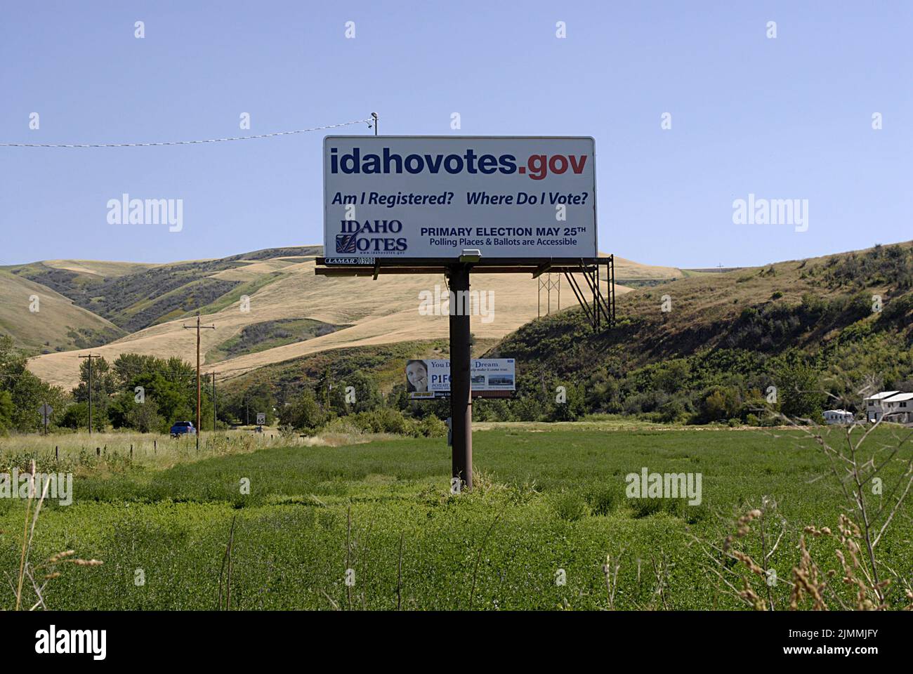 Lapwai/idaho/USA /15 July 2010. Billboard per sensibilizzare gli elettori Idahoniani Idahovos.Gov per le elezioni di Stato. (Foto.Francis Joseph Dean/Dean itures) Foto Stock