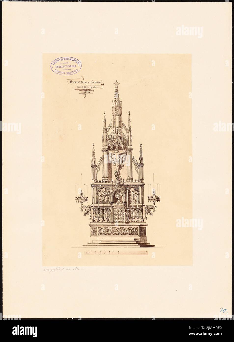 Ortwein Agosto (1836-1900), chiesa parrocchiale, Graz. Altare maggiore (senza data): Vista dell'altare maggiore. Foto su carta, 46,4 x 34 cm (inclusi i bordi di scansione) Foto Stock