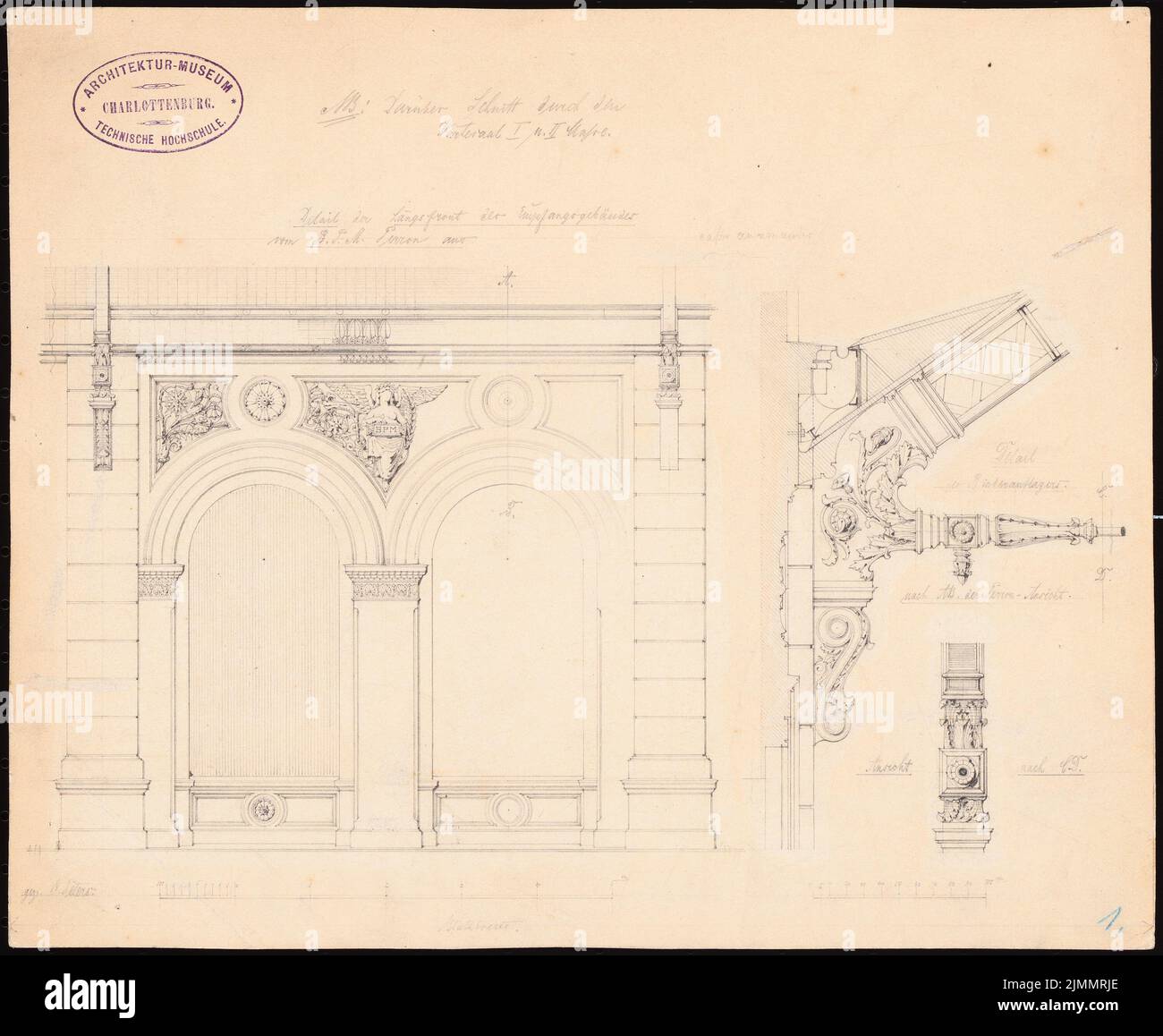 Peters O., edificio della stazione (senza un anno): Dettaglio dell'edificio della reception. Matita su cartone, 25,3 x 30,7 cm (inclusi i bordi di scansione) Foto Stock