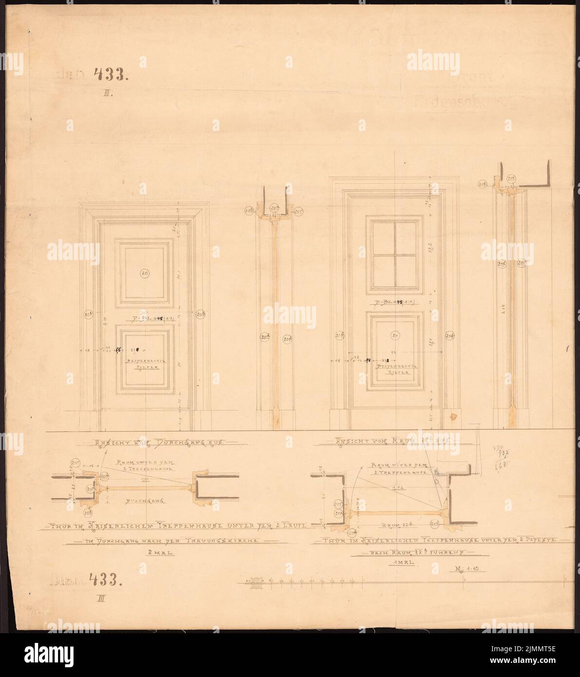 Raschdorff Julius (1823-1914), Cattedrale di Berlino (1901/1902): 2 porte nella scala imperiale. Carta color acqua a rottura leggera, 62,3 x 57,1 cm (inclusi i bordi di scansione) Foto Stock