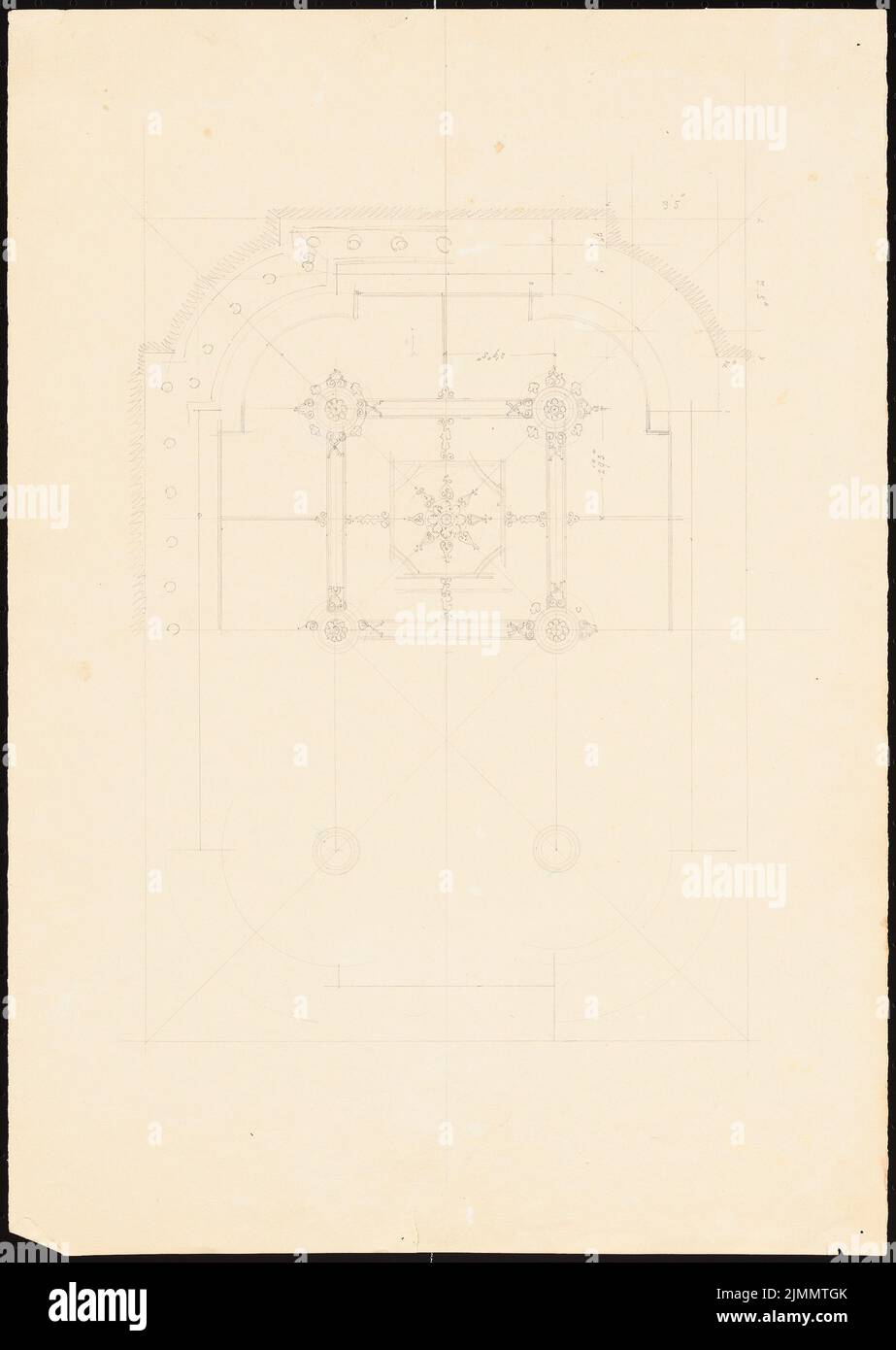 Bitzert L., disegni di soffitto per un edificio sconosciuto S.K.H. (1849): soffitto, disegno geometrico. Matita su carta, 50,3 x 35,7 cm (inclusi i bordi di scansione) Foto Stock