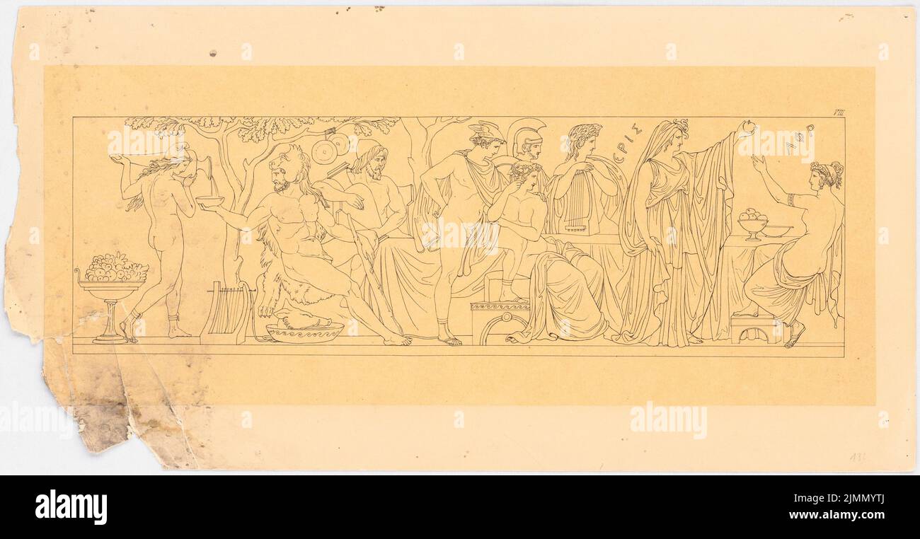 Lange Ludwig (1808-1868), rilievo greco: Scena da tavola degli dei greci (senza dat.): Vista. Inchiostro su trasparente, 25,6 x 49,5 cm (inclusi i bordi di scansione) Foto Stock