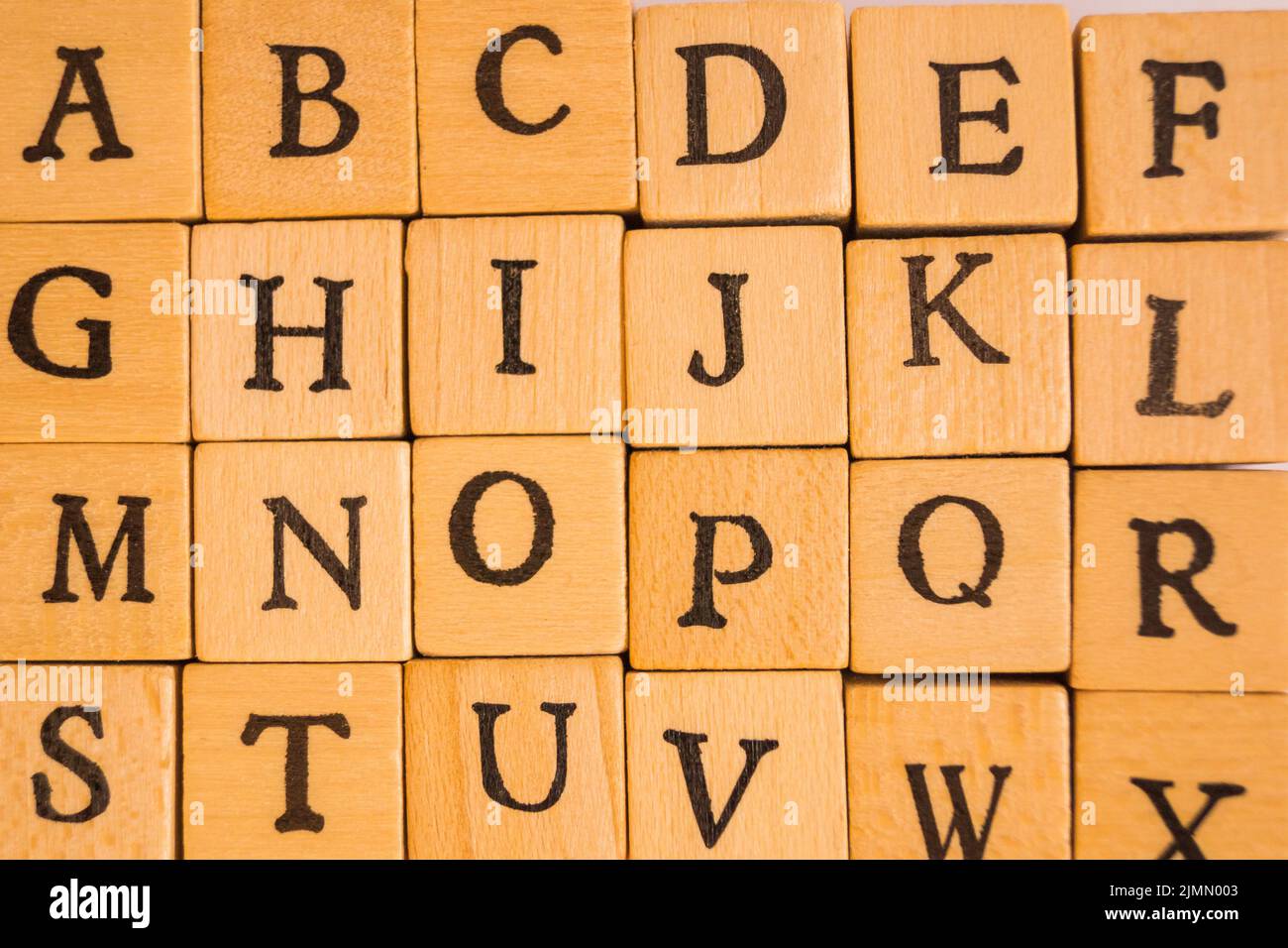 Chiudere i cubi con le lettere Foto Stock