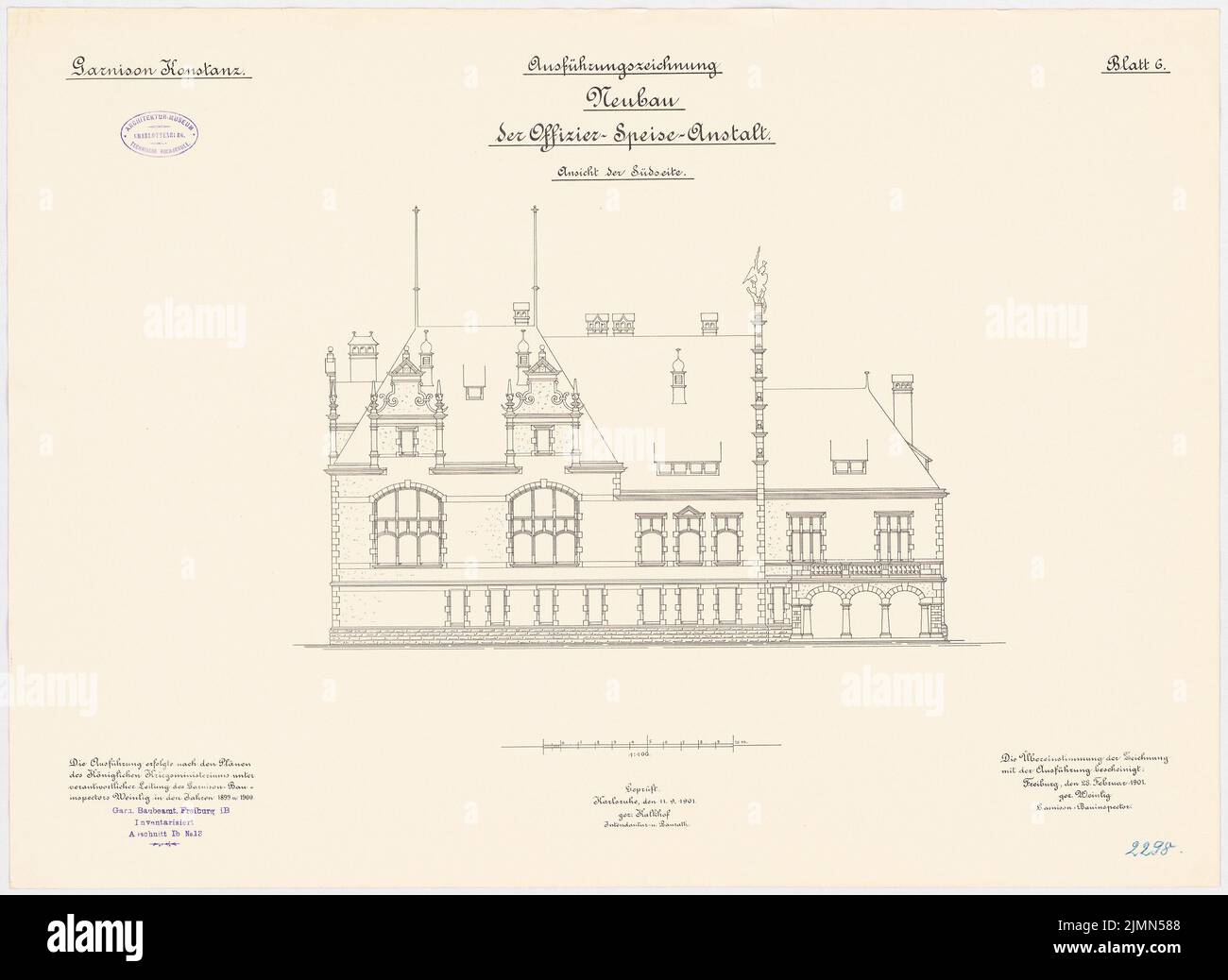 Lega del vino, guarnigione, alimentazione degli ufficiali, Costanza (1899-1900): S view 1: 100. Litografia, 51,9 x 71,1 cm (inclusi i bordi di scansione) Foto Stock