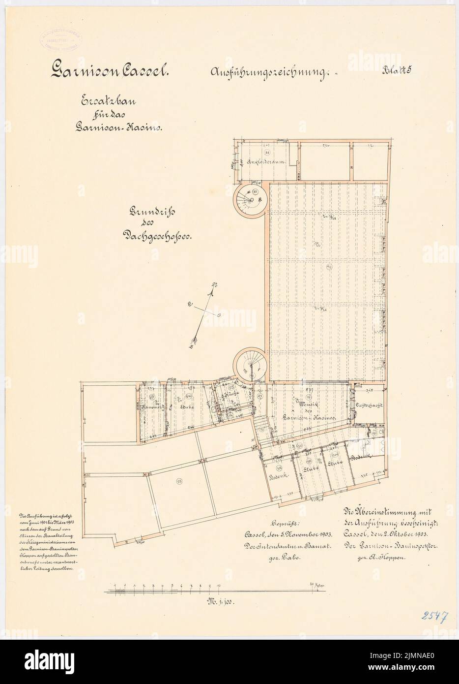 Koppen, casinò della guarnigione, Kassel (1901-1903): Pianta DG 1: 100. Litografia, 67,4 x 48,4 cm (inclusi i bordi di scansione) Foto Stock