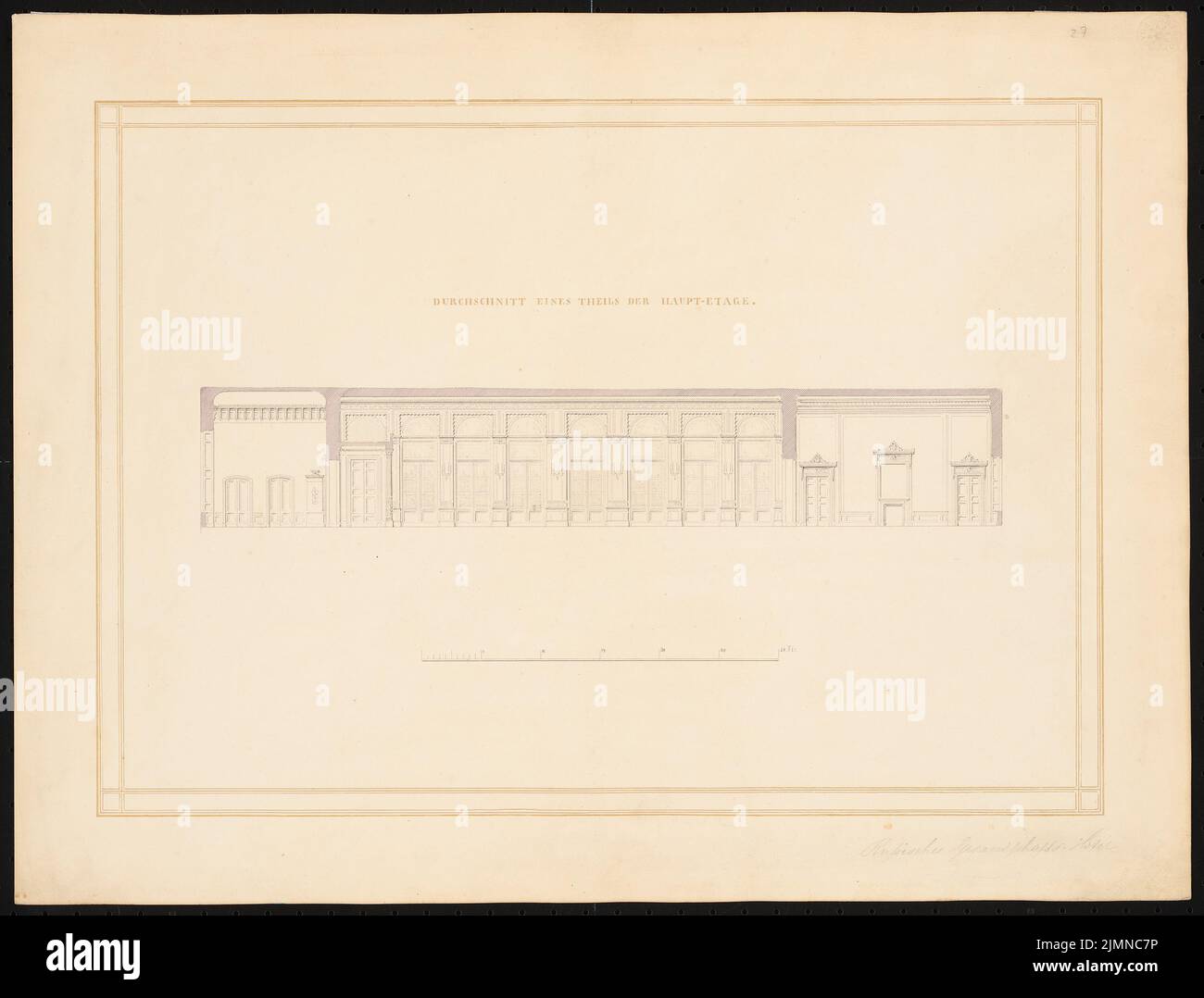 Knoblauch Eduard (1801-1865), ambasciata russa, Berlino (1840-1841): Sala da ballo al 1st° piano, pareti strappate, scala bar. Acquerello Tusche su carta, con titolo in oro, 40,3 x 53 cm (inclusi i bordi di scansione) Foto Stock