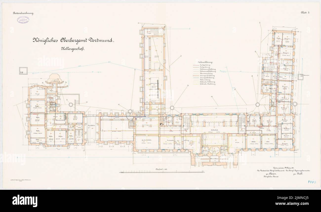 Delius, Oberbergamt a Dortmund (31 marzo 1911): Piano KG 1: 100. Litografia colorata, 71,5 x 120,9 cm (inclusi i bordi di scansione) Foto Stock