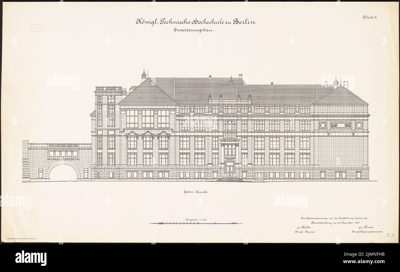 Eggert Hermann (1844-1920), Università tecnica Berlino-Charlottenburg. Espansione (30 dicembre 1902): Vista del sud 1: 100. Litografia su cartone, 70,6 x 115,6 cm (inclusi i bordi di scansione) Foto Stock