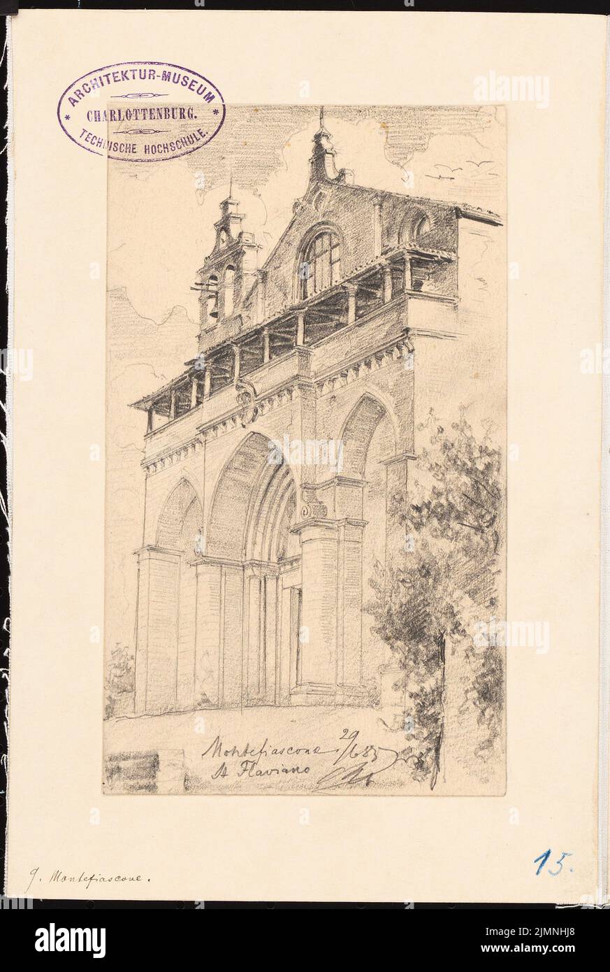 Lissel Paul (1851-1887), S. Flaviomo a Montefiascone (29 giugno 1883): Vista prospettica. Matita su carta, 24,3 x 16,3 cm (inclusi i bordi di scansione) Foto Stock