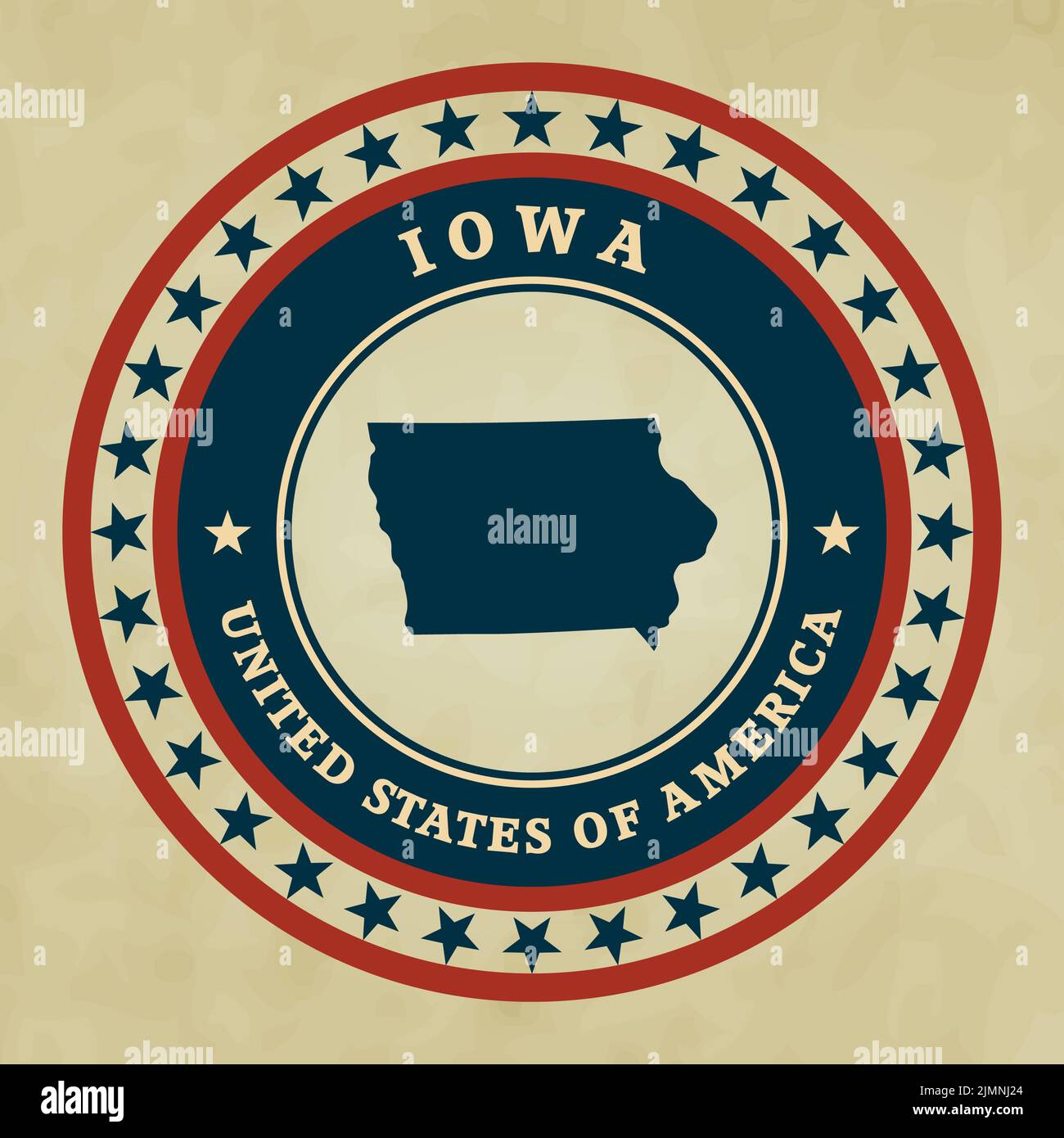 Etichetta vintage con mappa dell'Iowa Foto Stock